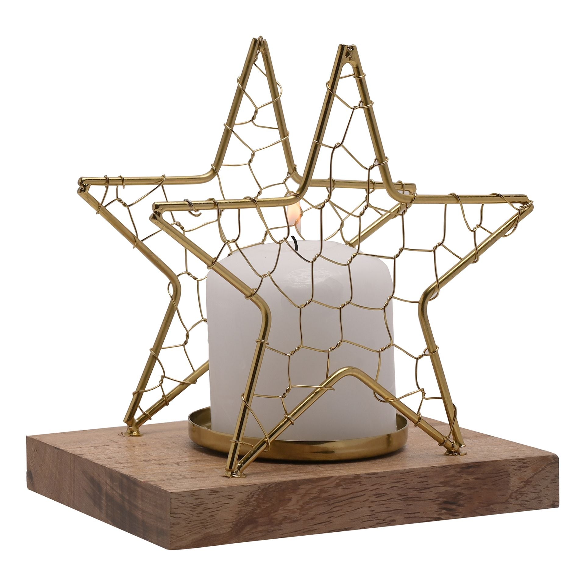 Celestial Gold Star Wire Candle Holder Medium