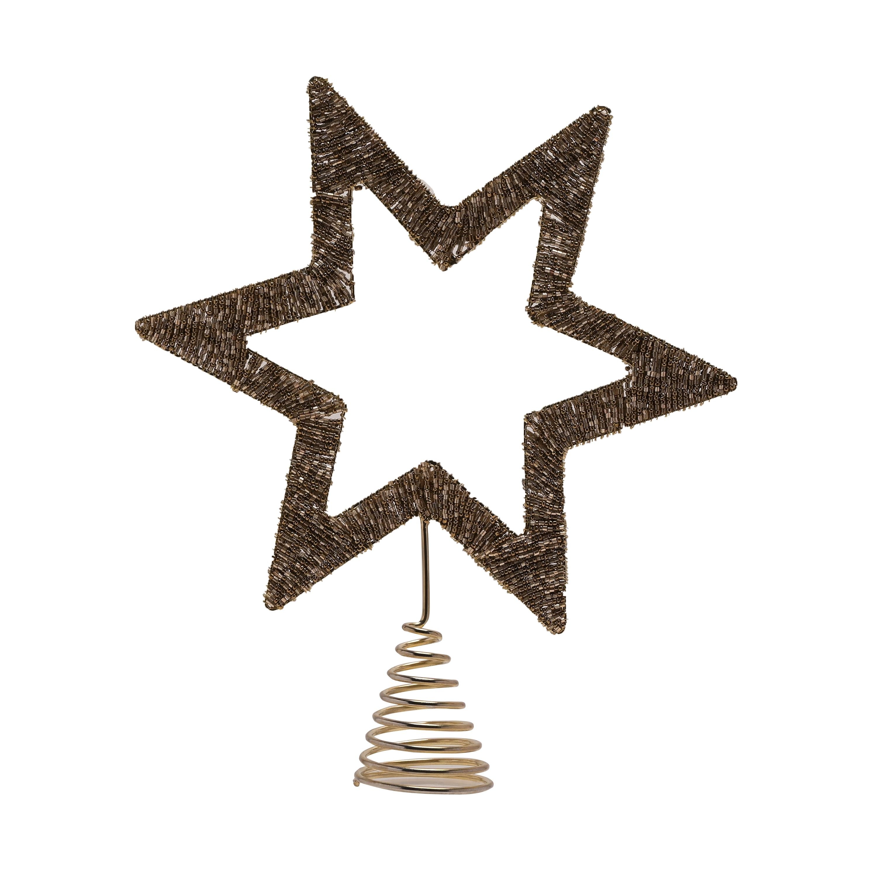 Celestial Gold Star Beaded Tree Topper