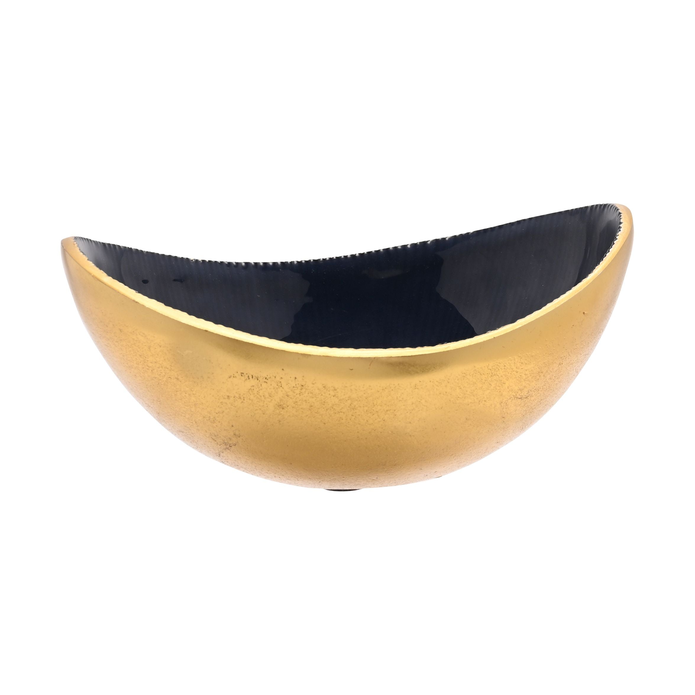 Celestial Gold and Blue Oval Enamel Bowl