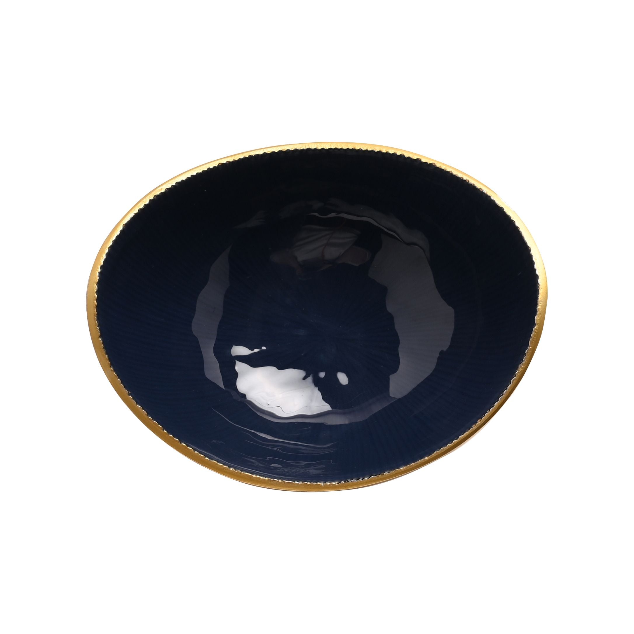 Celestial Gold and Blue Oval Enamel Bowl