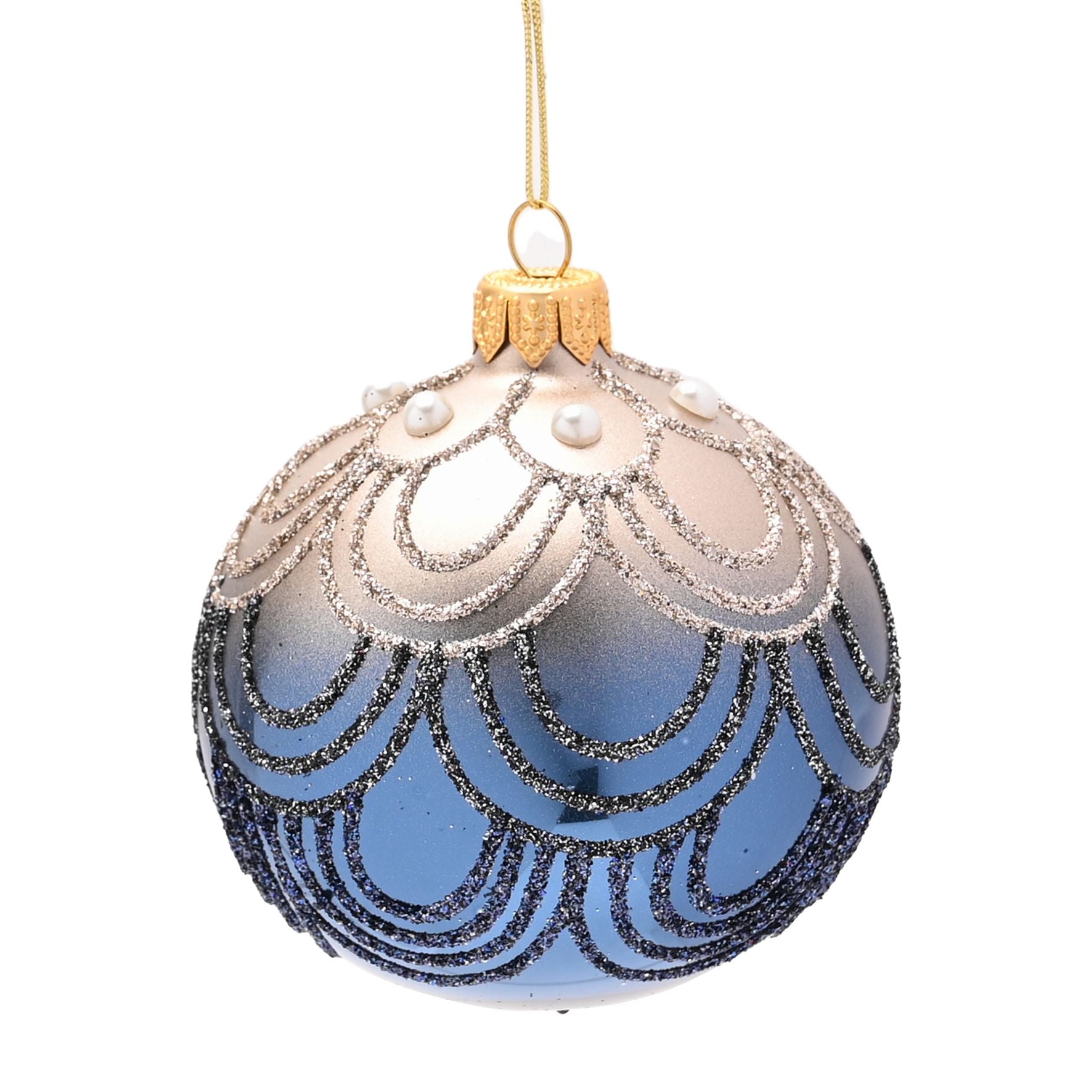 Celestial Blue Circular Hand Decorated Ornamental Bauble