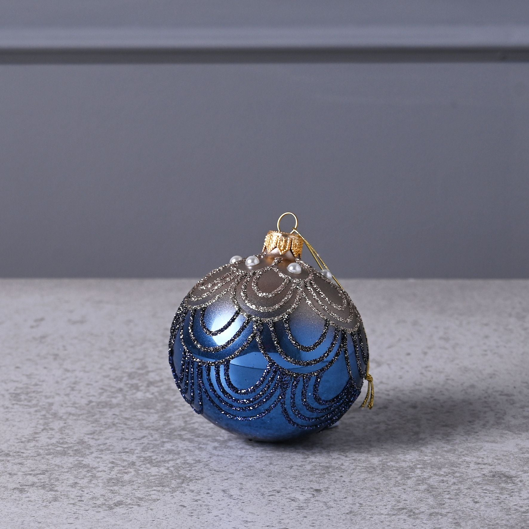 Celestial Blue Circular Hand Decorated Ornamental Bauble