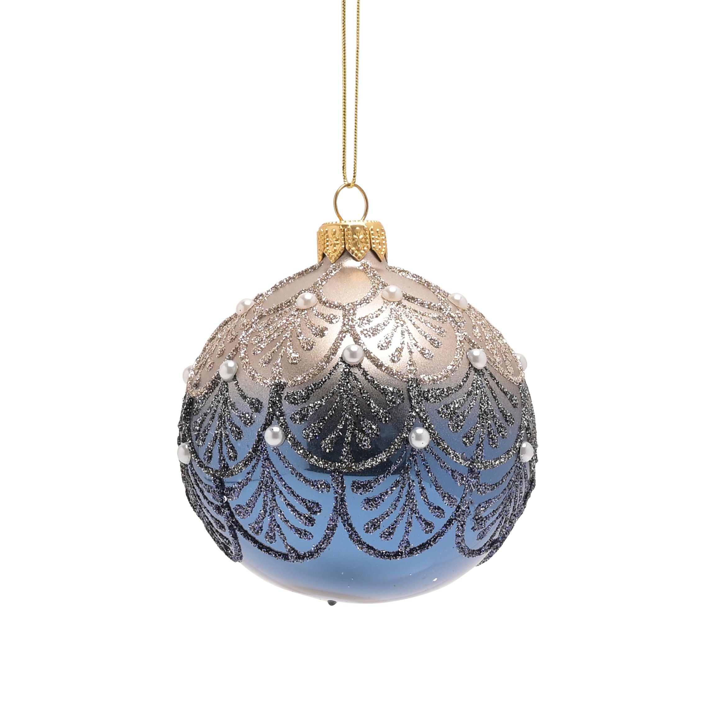 Celestial Blue Crystal Hand Decorated Ornamental Bauble