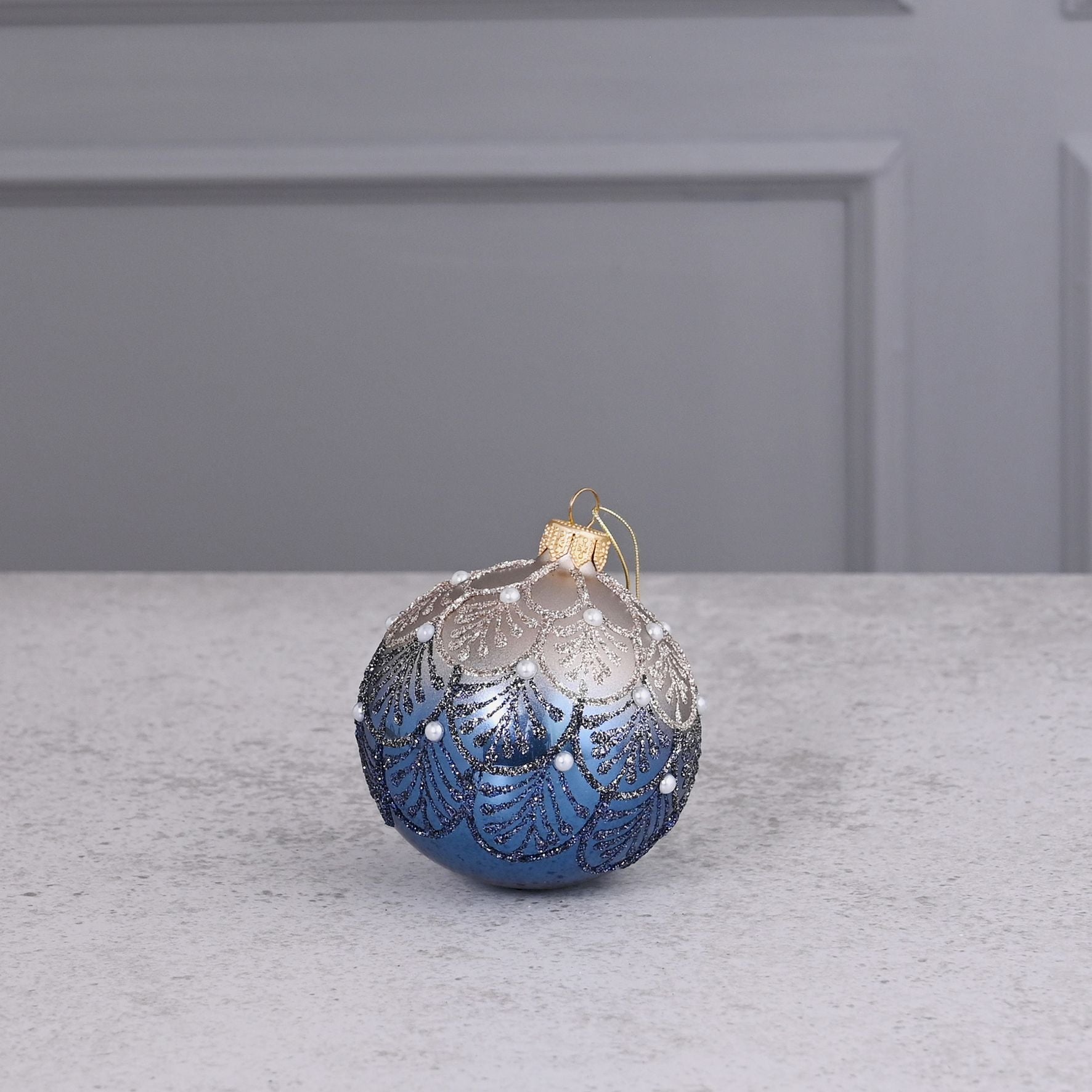 Celestial Blue Crystal Hand Decorated Ornamental Bauble