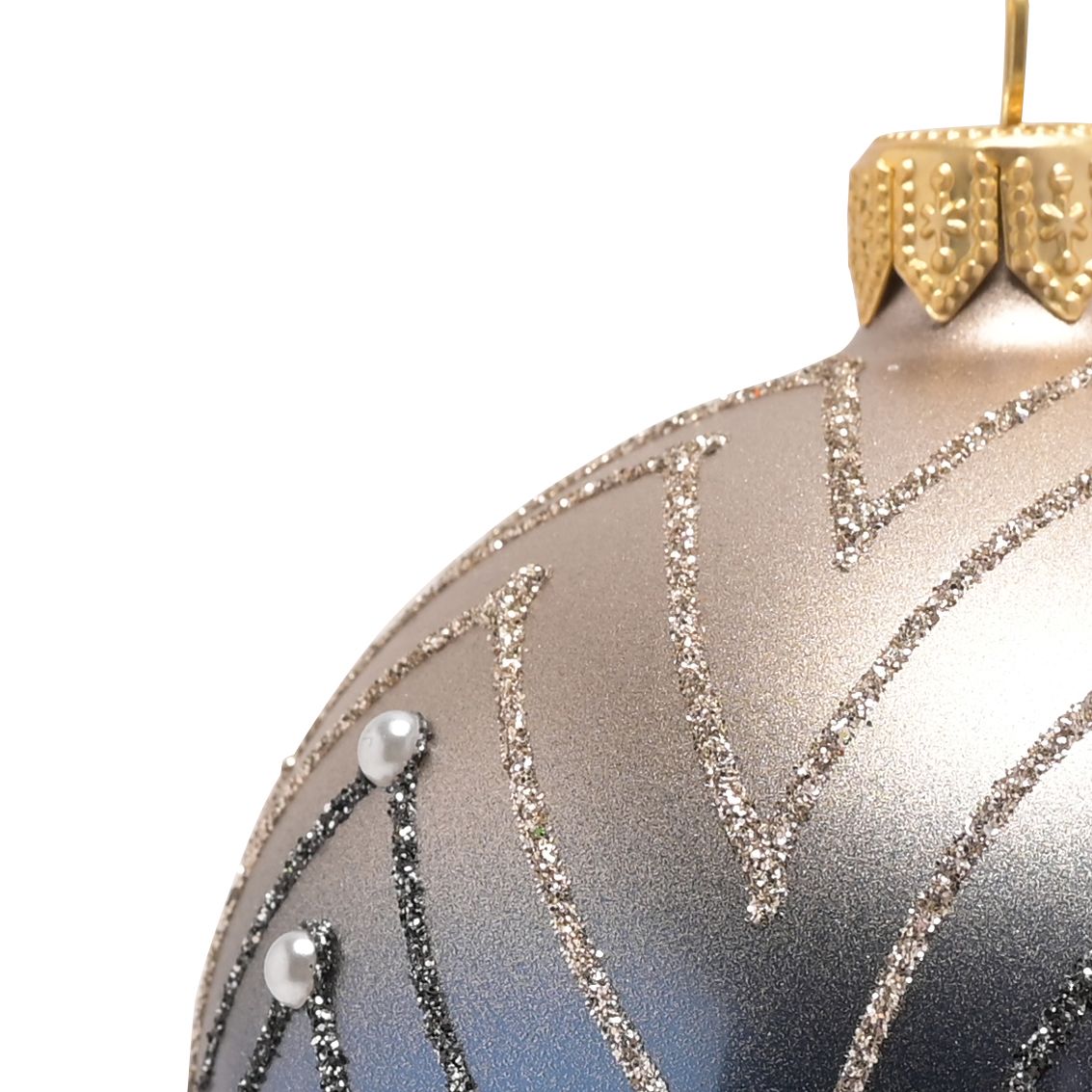 Celestial Blue Zigzag Hand Decorated Ornamental Bauble