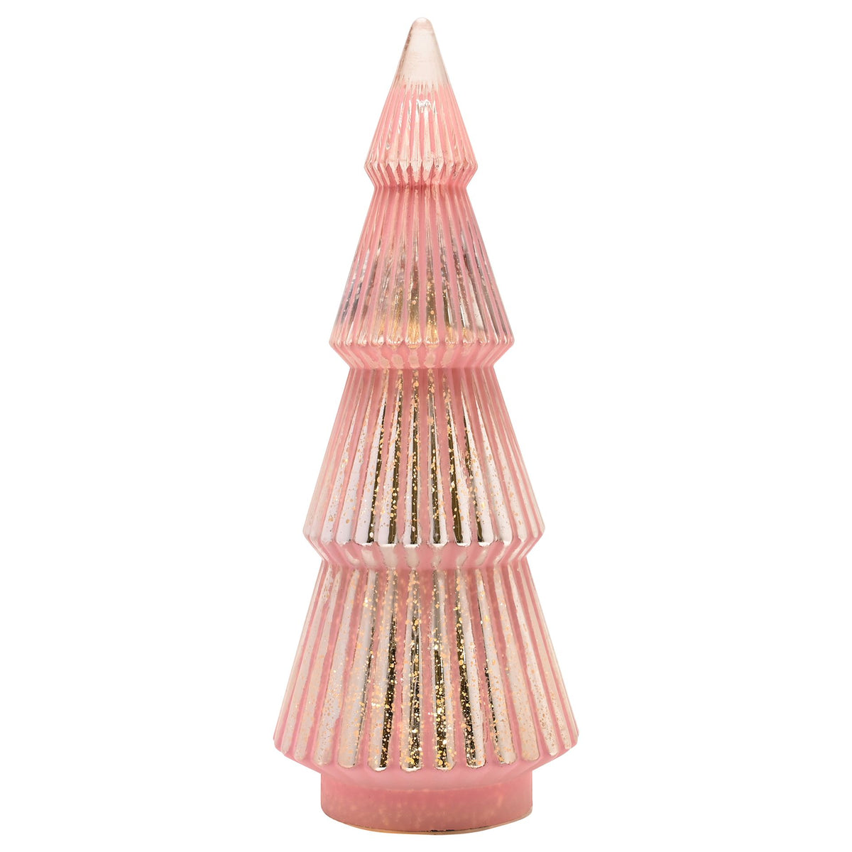Large Pink Crackle Effect LED Glass Christmas Tree