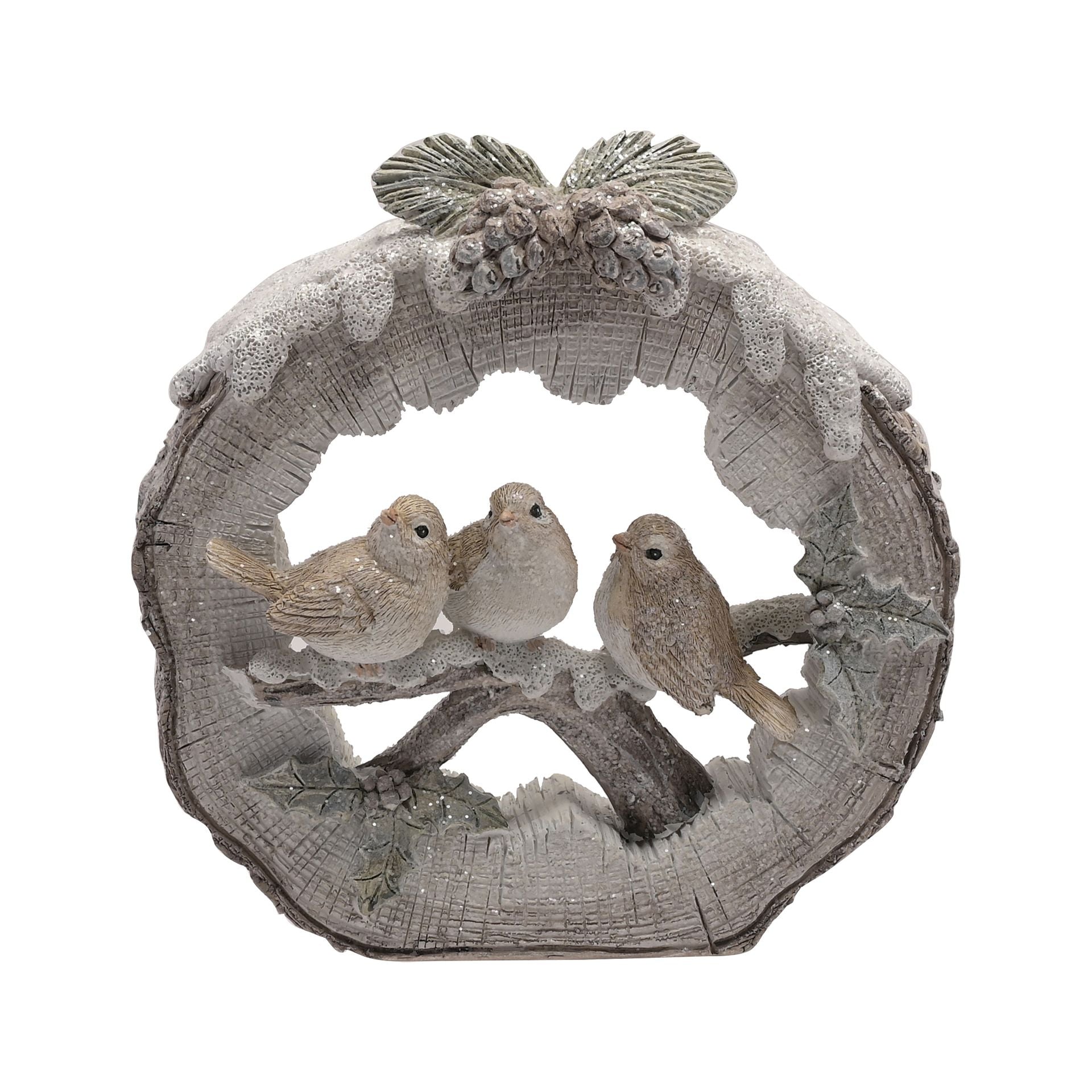 Three Robins on a Branch Figurine