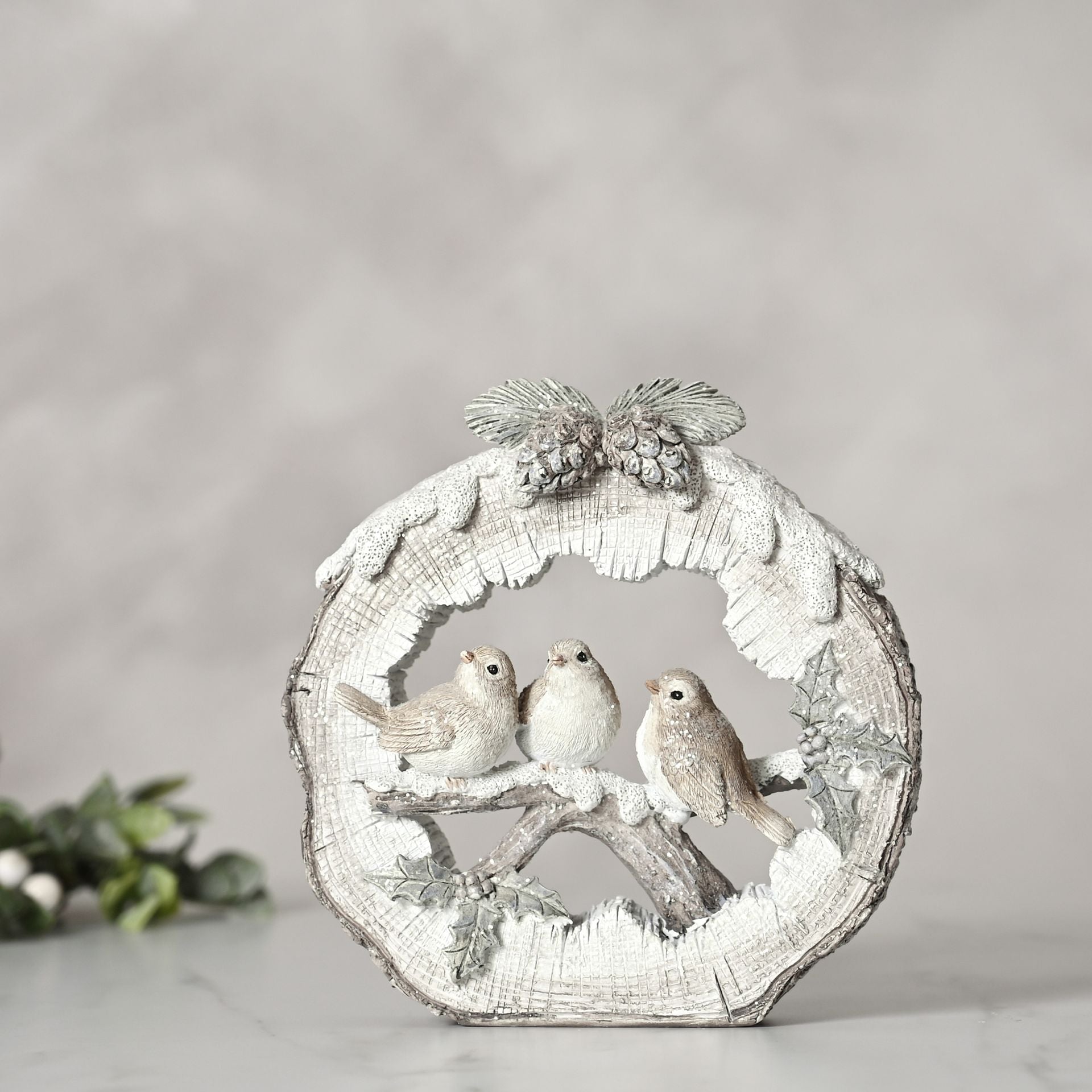 Three Robins on a Branch Figurine
