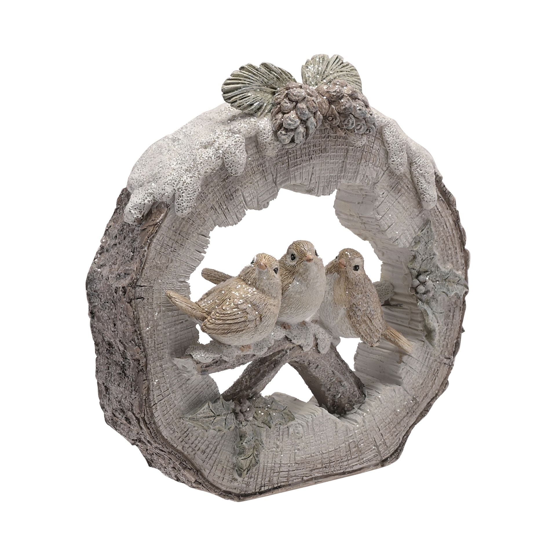 Three Robins on a Branch Figurine