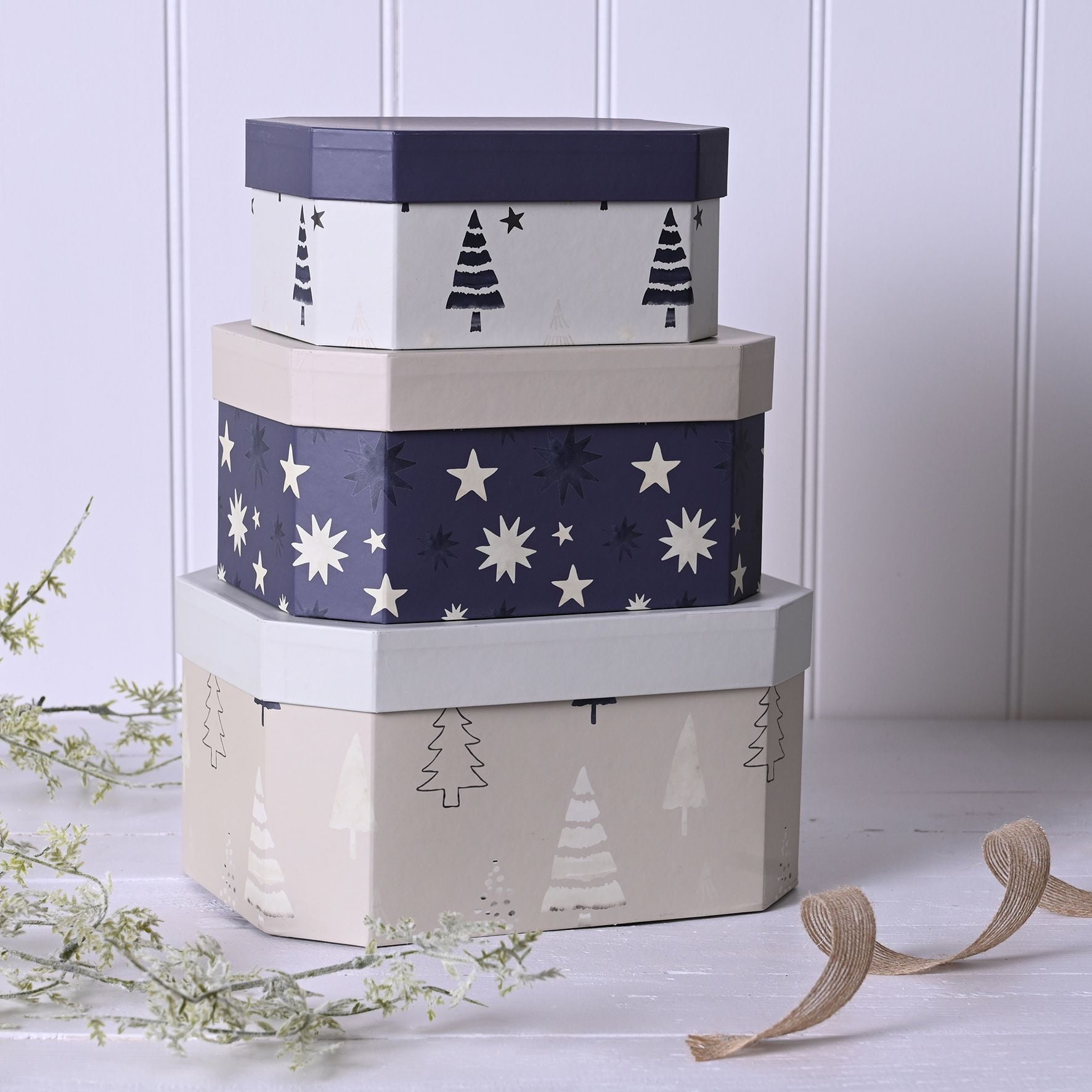 Set of 3 Frosted Haven Stacking Boxes