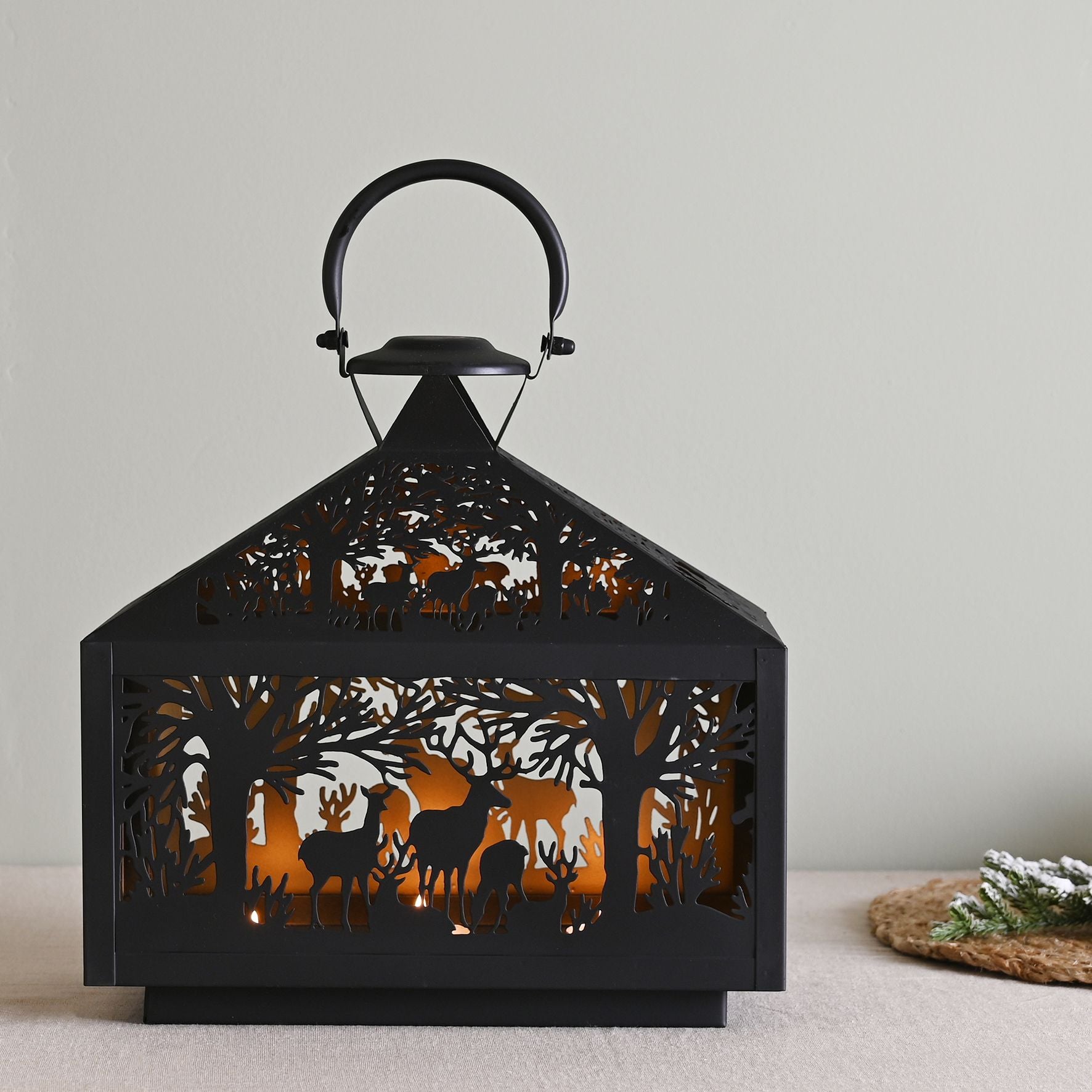 Stag Silhouette Lantern Rectangular