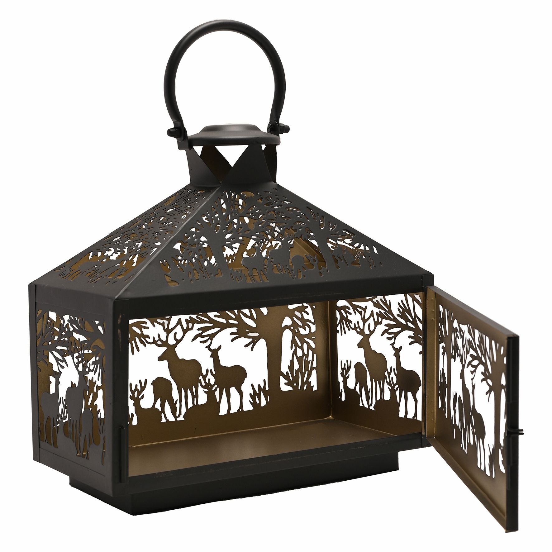 Stag Silhouette Lantern Rectangular