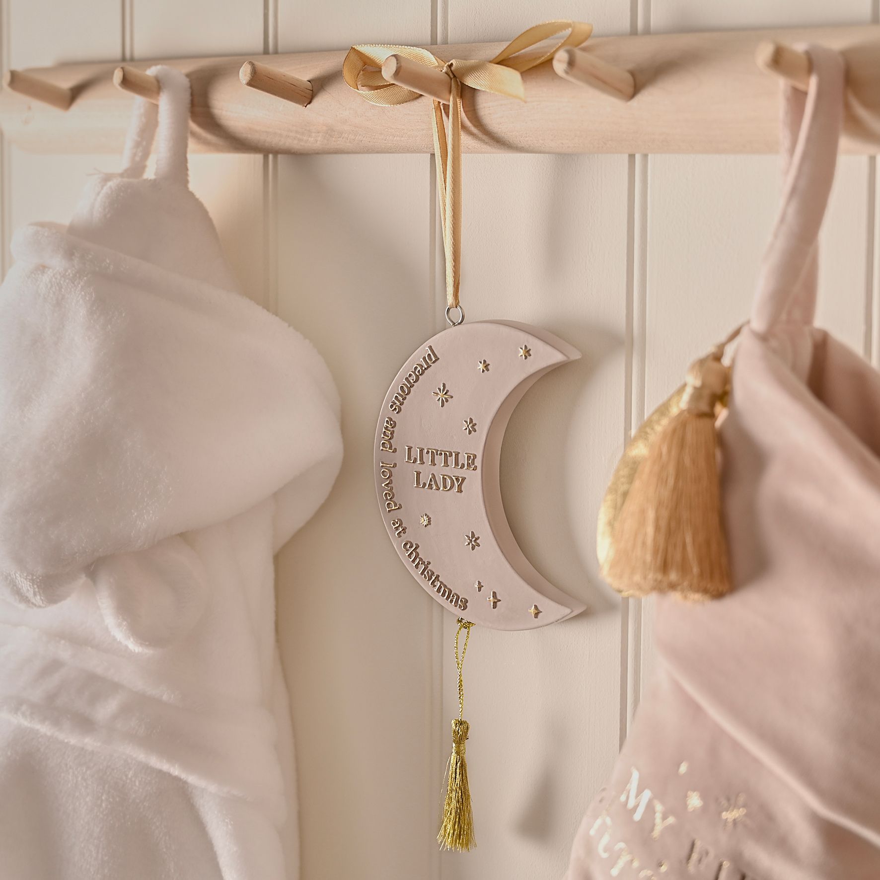 Bambino Christmas Hanging Moon Plaque - Little Lady