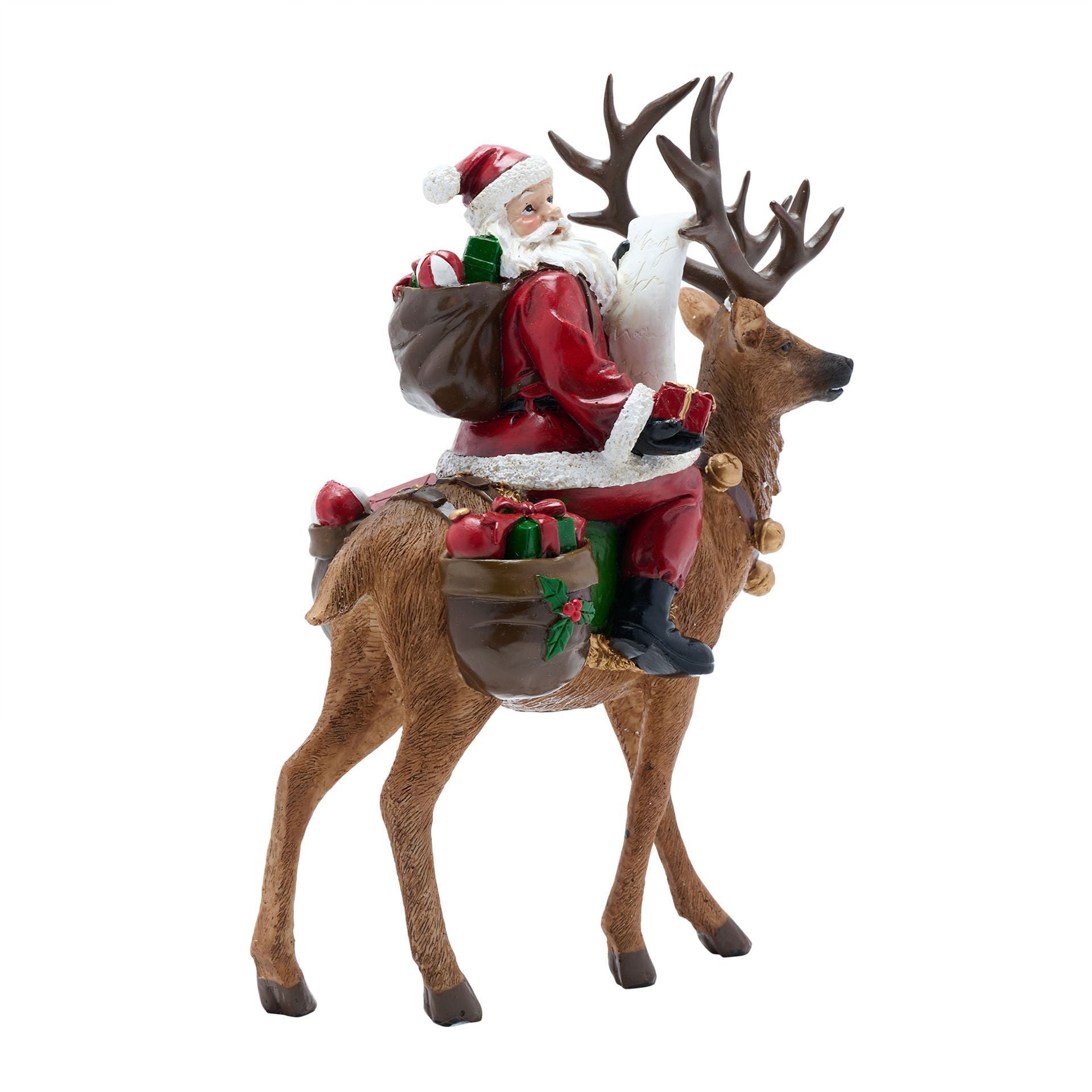 Father Christmas On Reindeer Figurine