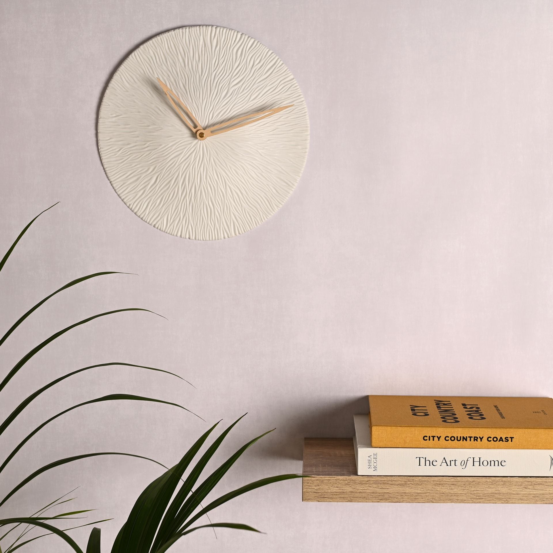 Interval Porcelain White Wall Clock 35cm - Textured