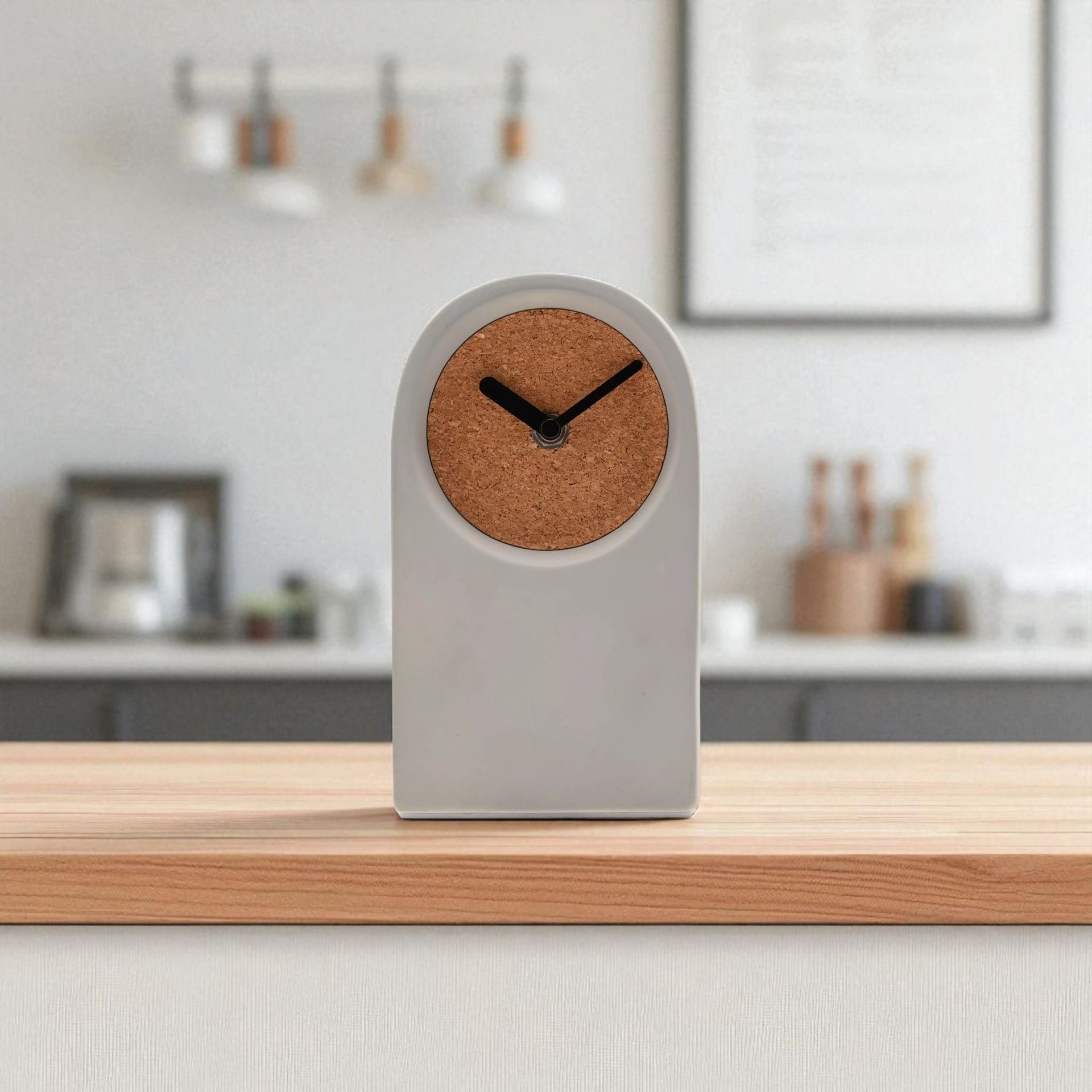 Interval Porcelain & Cork Desk Clock - Grey