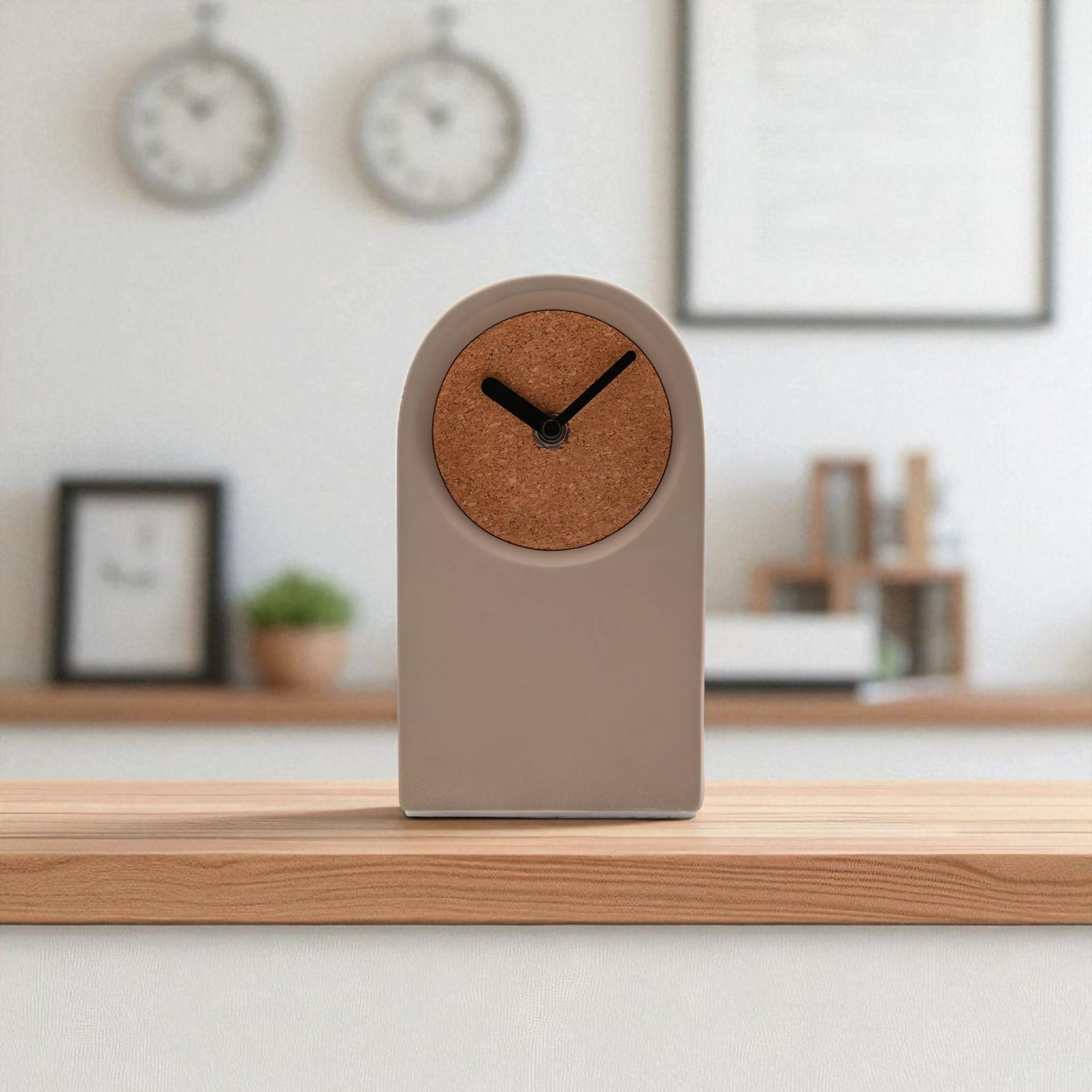 Interval Porcelain & Cork Desk Clock - Taupe
