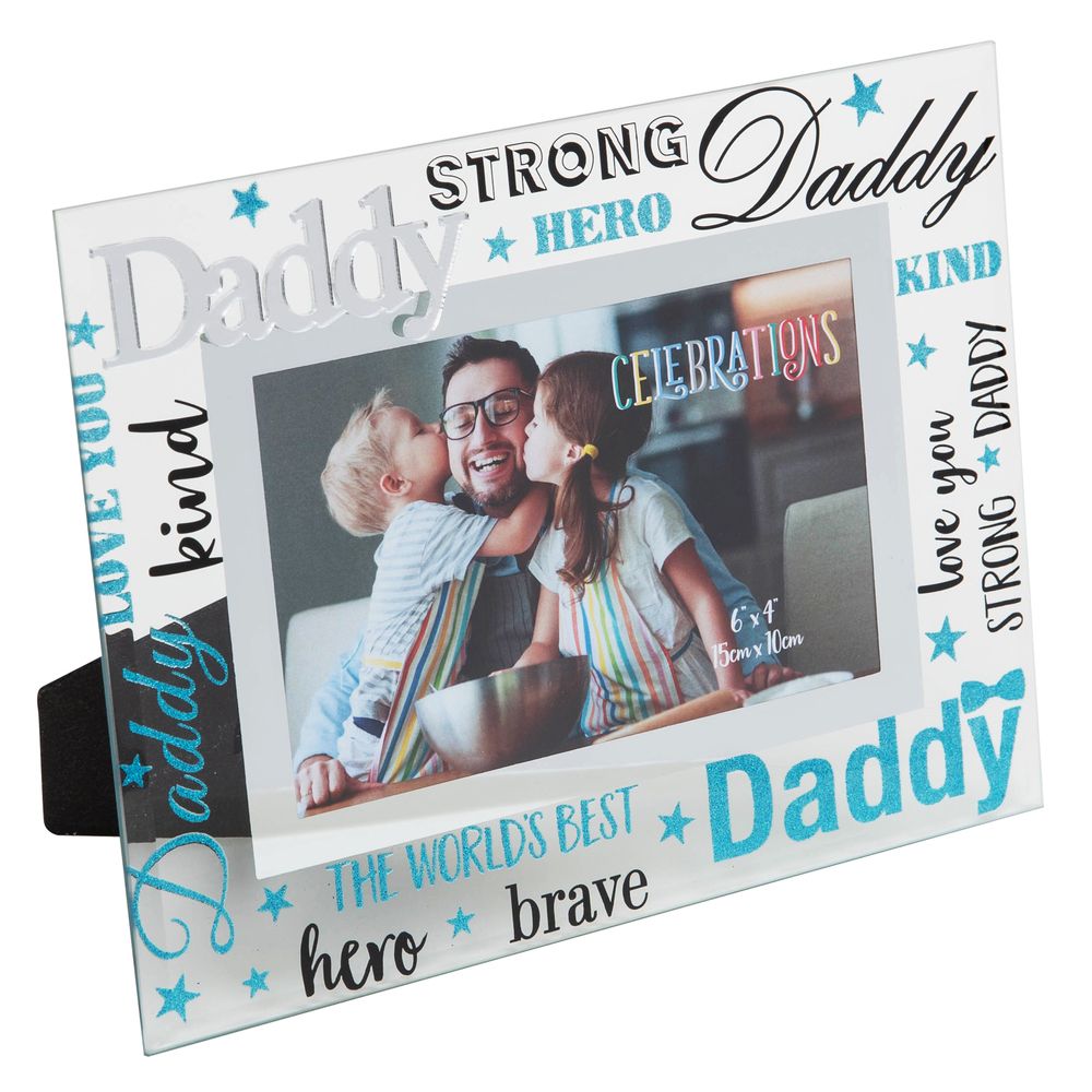 Friends & Family Glass Photo Frame 3D Words 6" x 4" Daddy