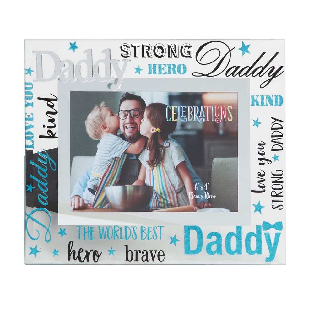 Friends & Family Glass Photo Frame 3D Words 6" x 4" Daddy