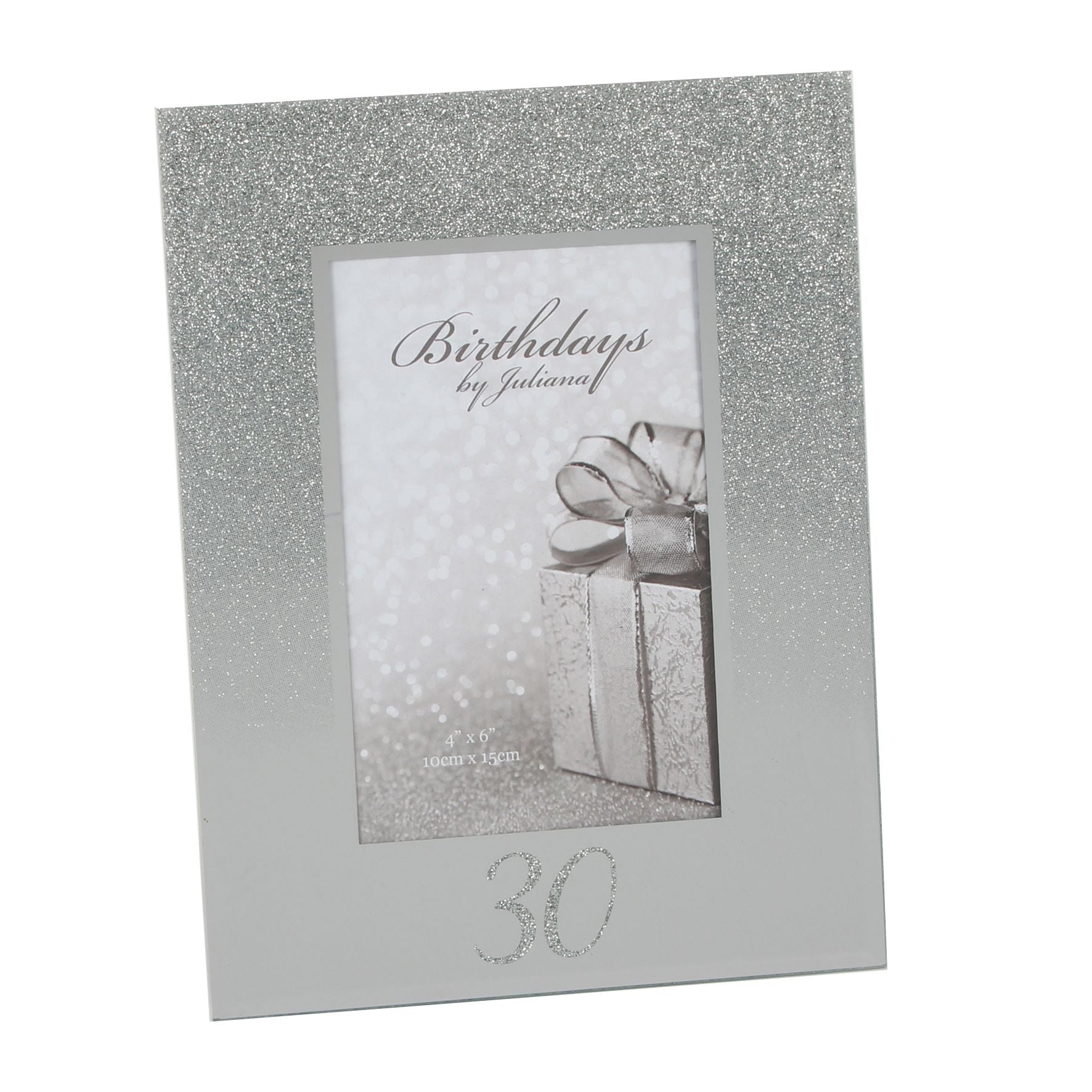 Milestones Glitter Mirror Frame 4" x 6" - 30th