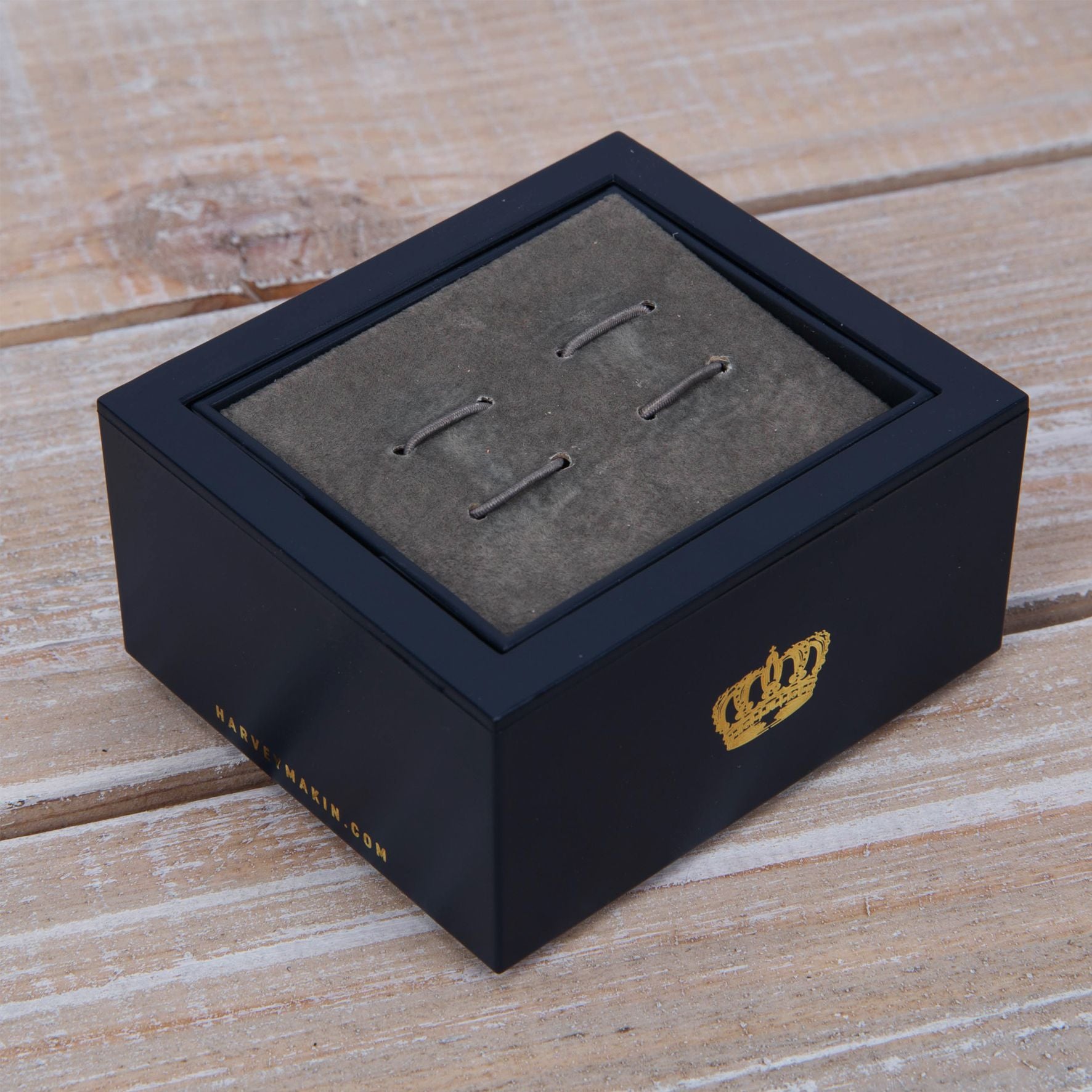 Harvey Makin Rhodium Plated Cufflinks Plain with Diamantes