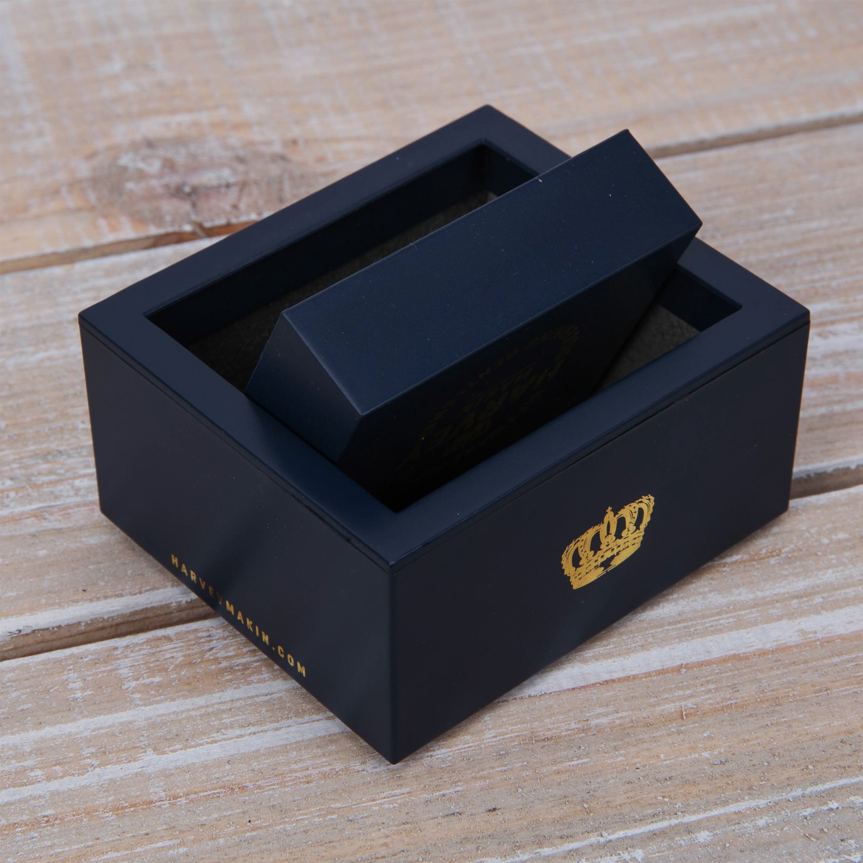 Harvey Makin Rhodium Plated Cufflinks Plain with Diamantes