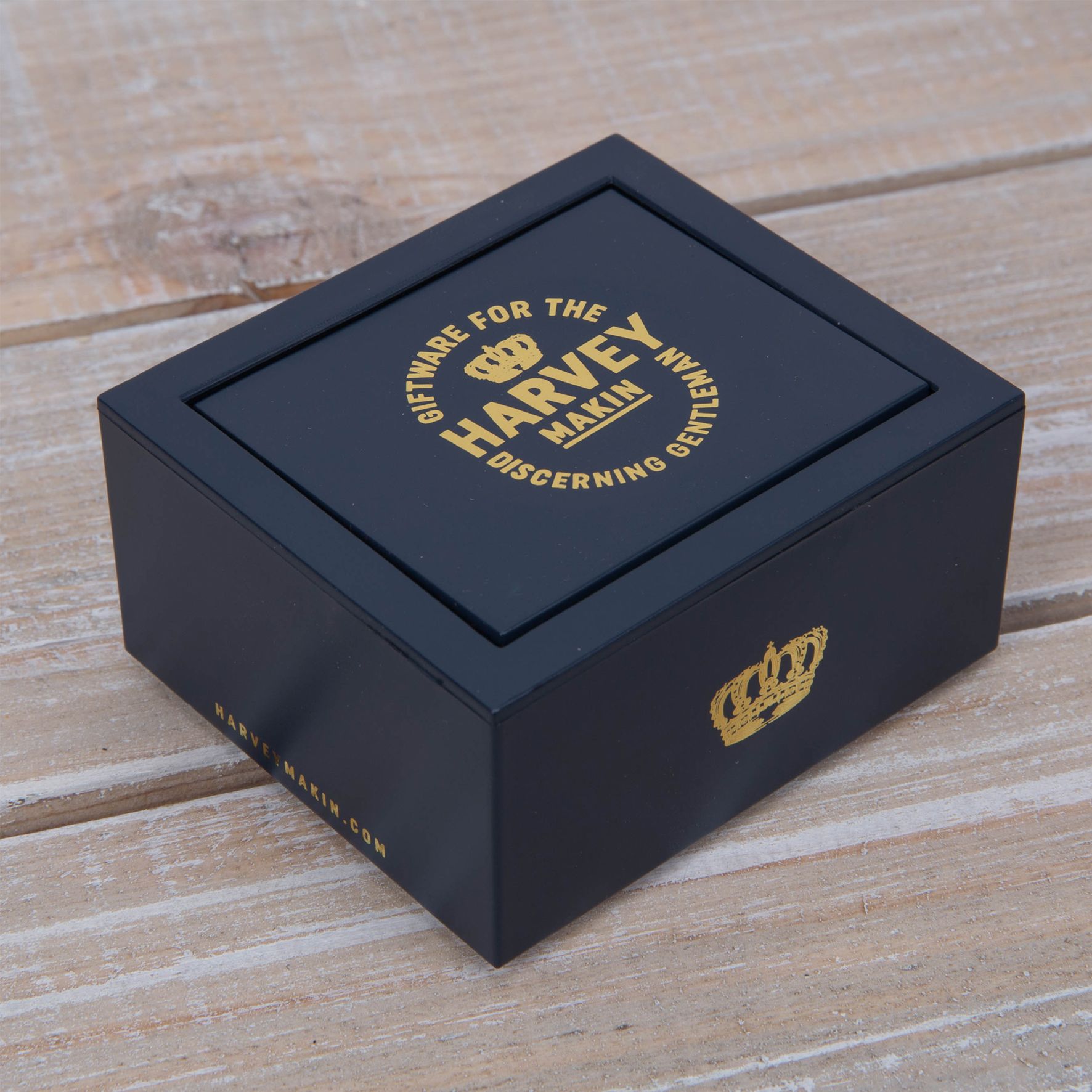 Harvey Makin Rhodium Plated Cufflinks Plain with Diamantes