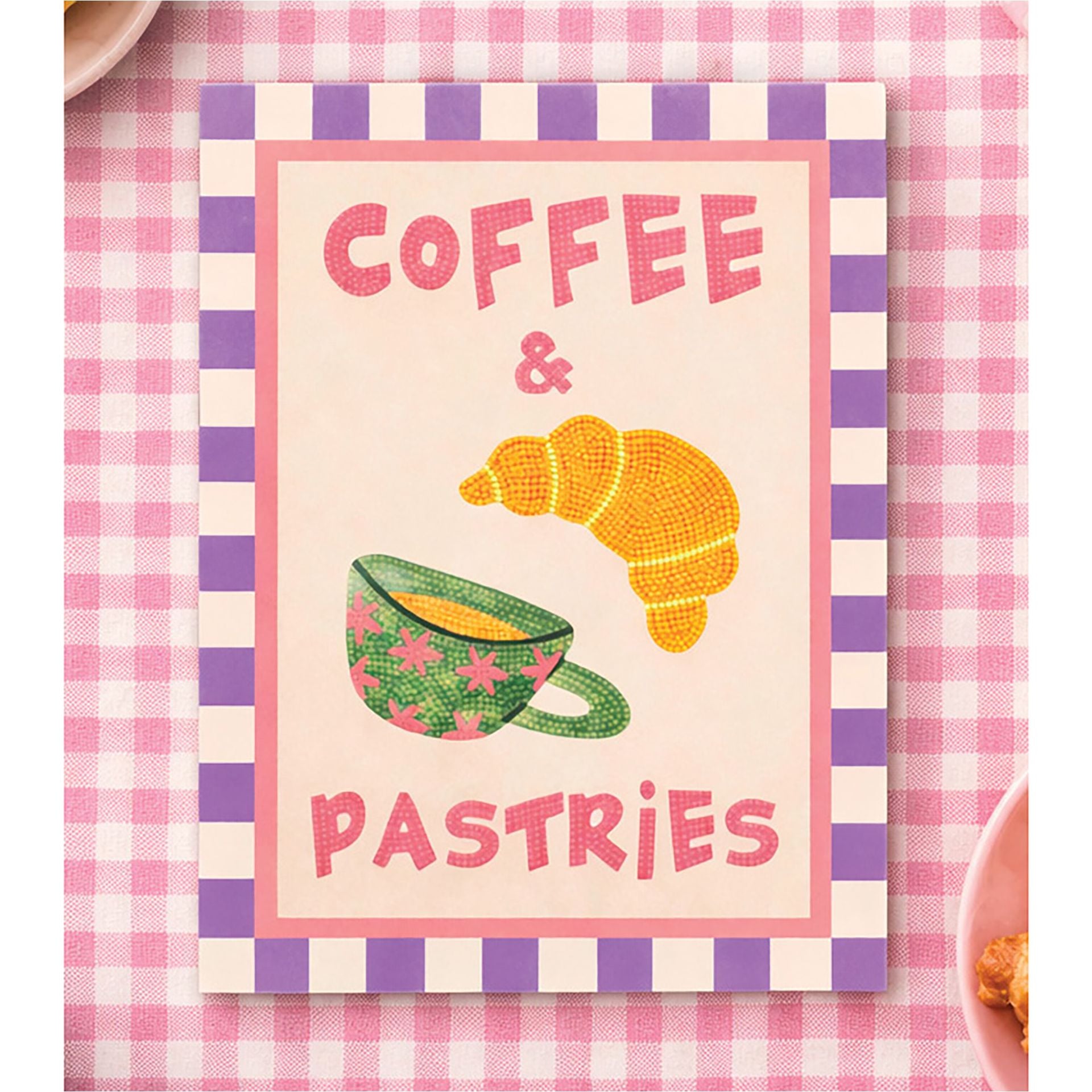 Apples To Pears Diamond Art Canvas Craft Set - Coffee and Pastries