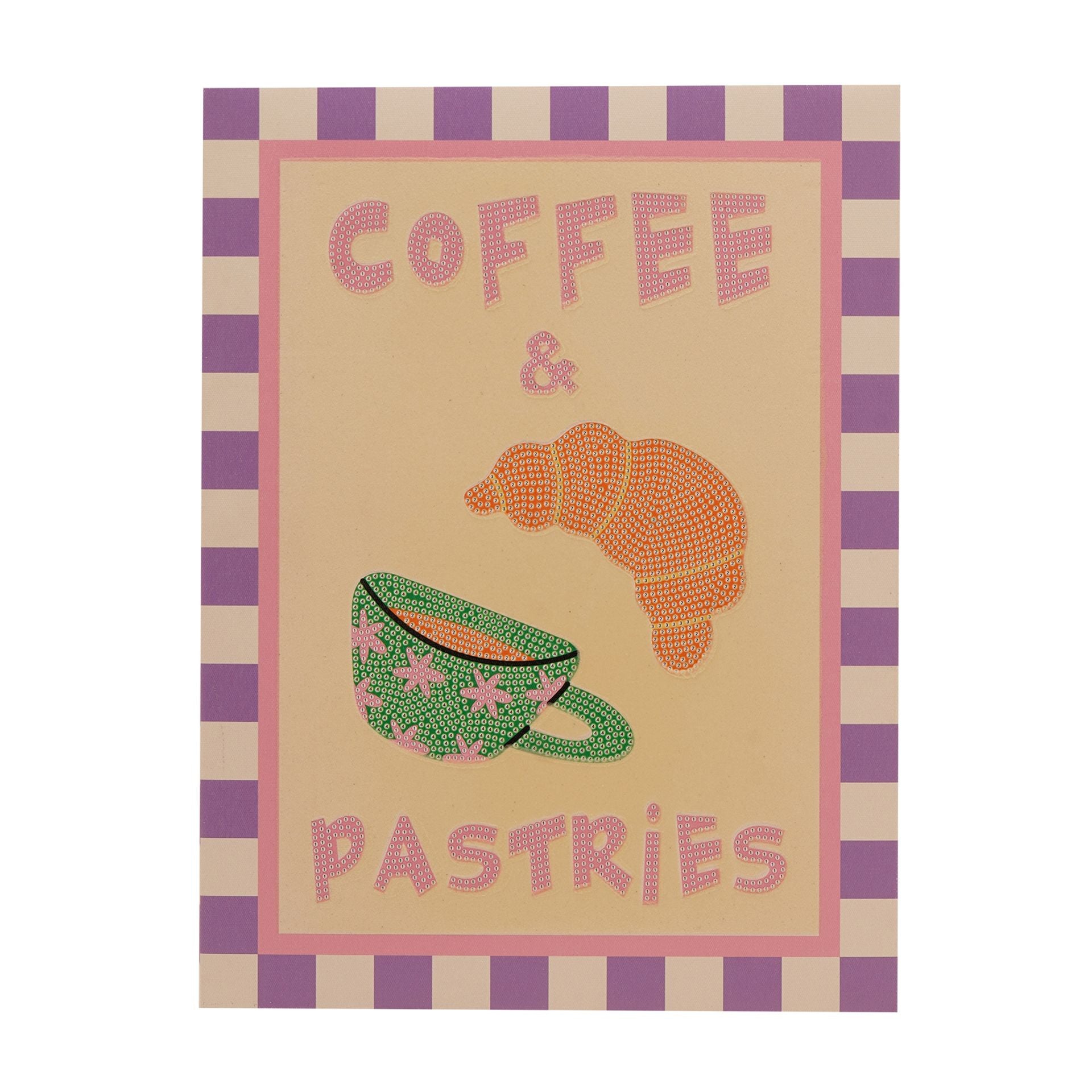 Apples To Pears Diamond Art Canvas Craft Set - Coffee and Pastries