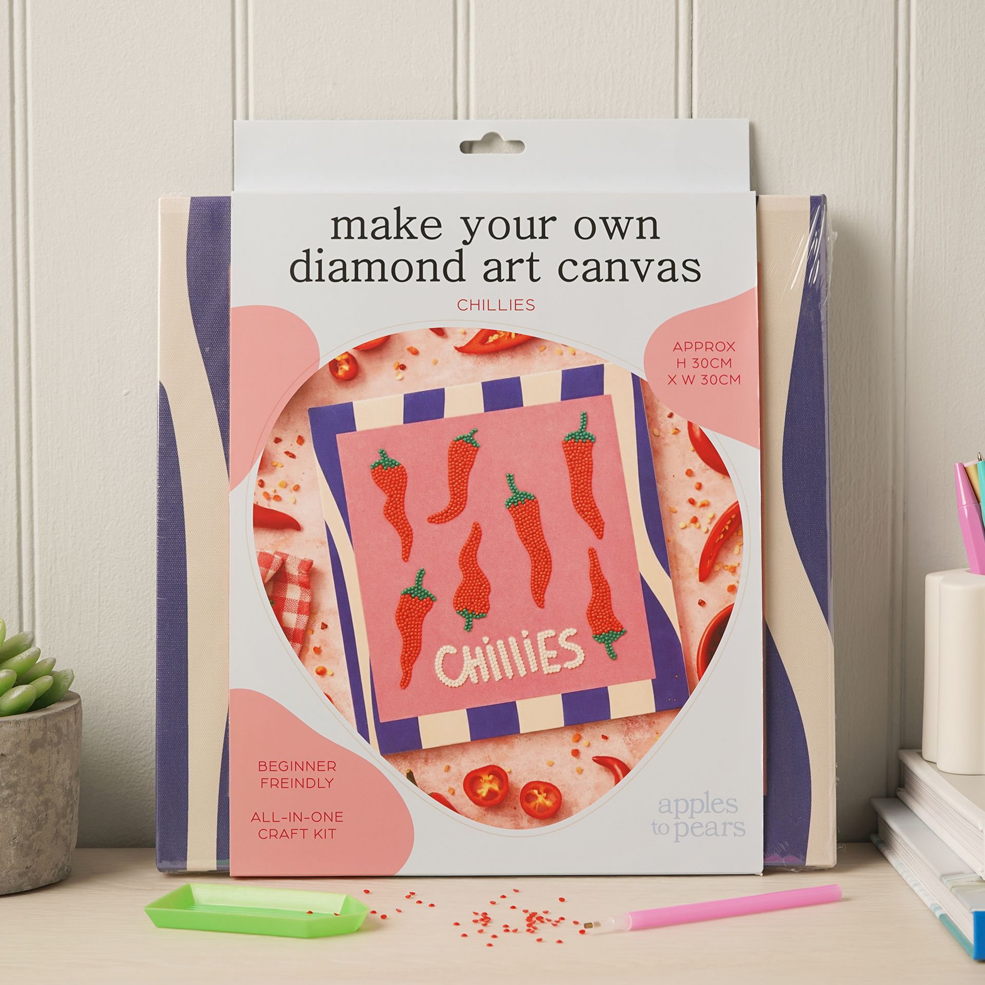Apples To Pears Diamond Art Canvas Craft Set - Chillies