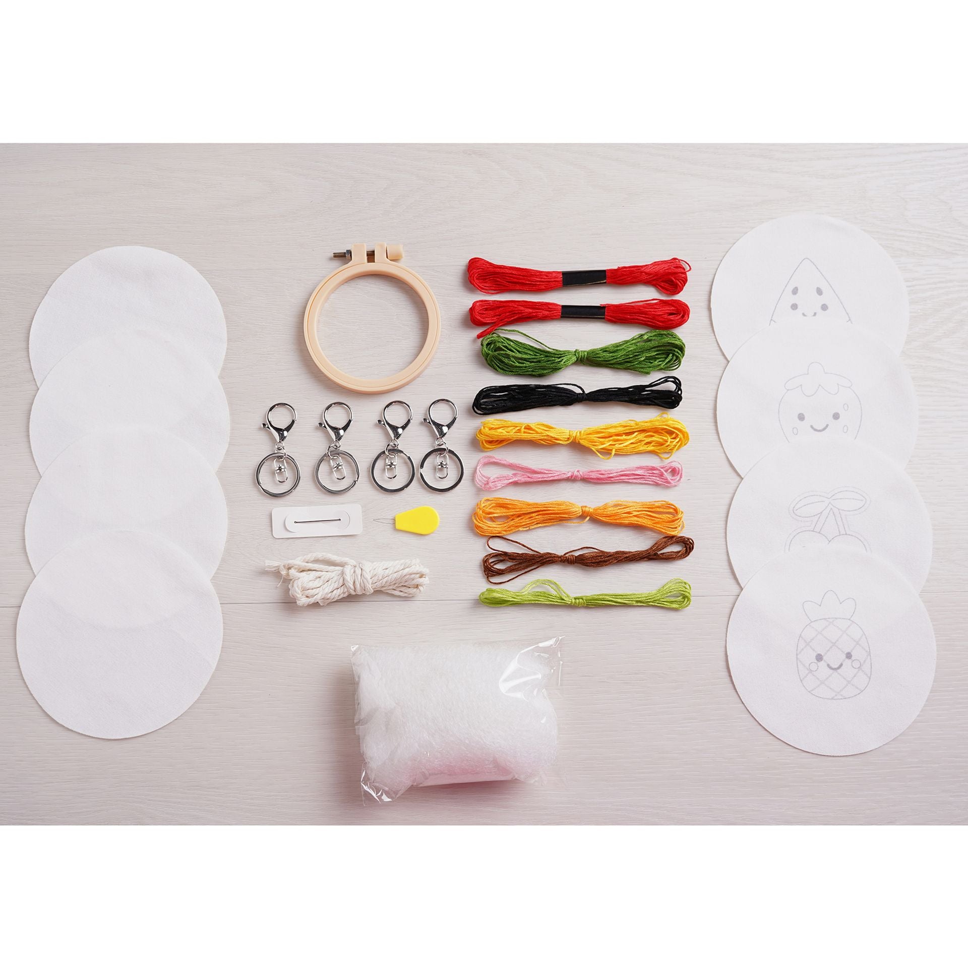 Apples To Pears Embroidery Set - Fruity Bag Charms/Keyrings