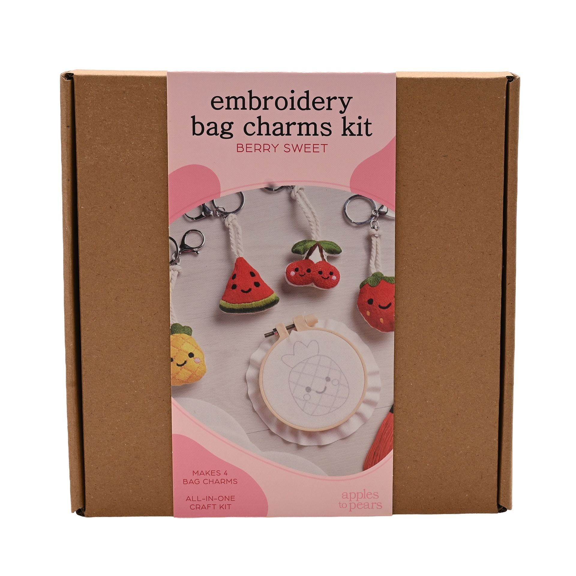 Apples To Pears Embroidery Set - Fruity Bag Charms/Keyrings