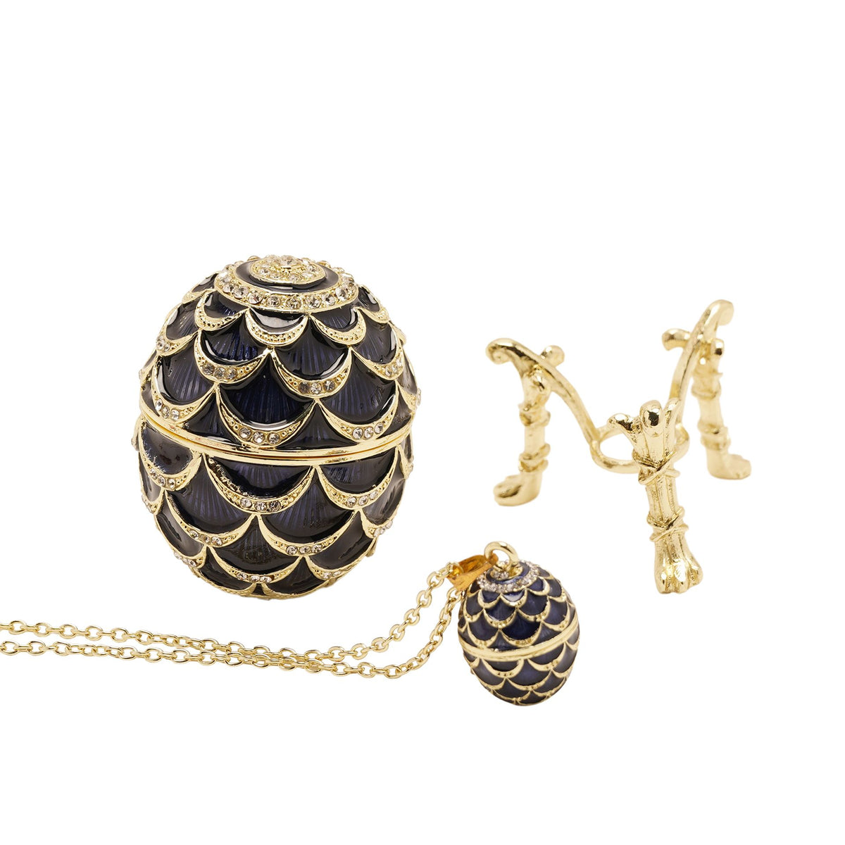 Treasured Trinkets - Blue Small Egg & Necklace Set