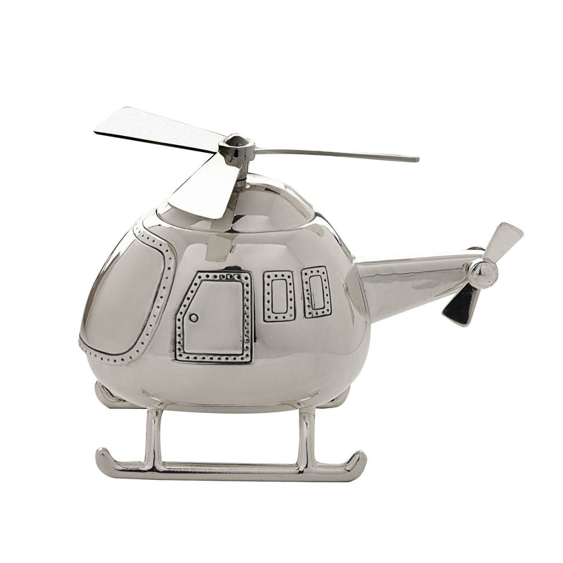 Bambino Silver Plated Money Box - Helicopter
