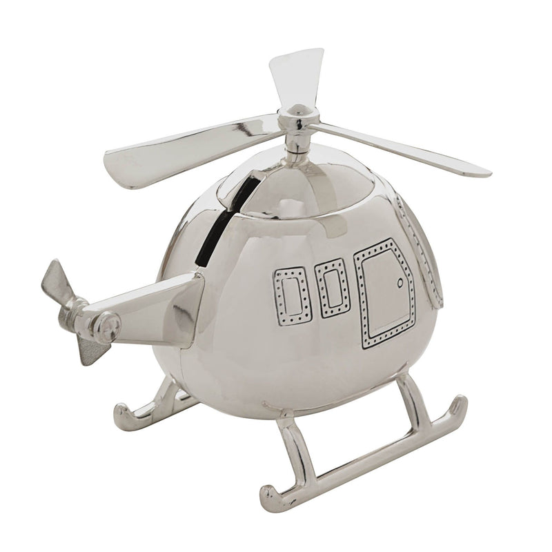Bambino Silver Plated Money Box - Helicopter