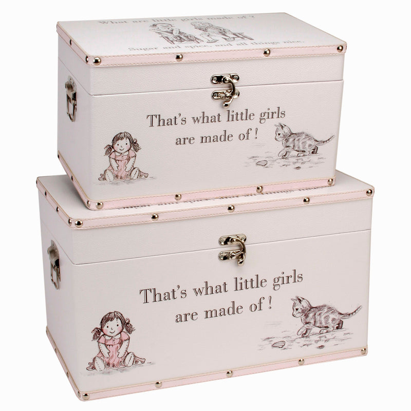 Luggage series - Set of 2 Storage Boxes - "Little Girls"