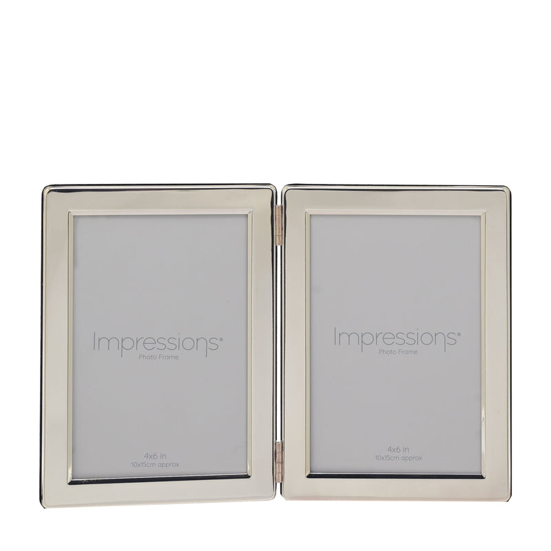 Impressions Silverplated Double Hinged Photo Frame - 4" x 6"