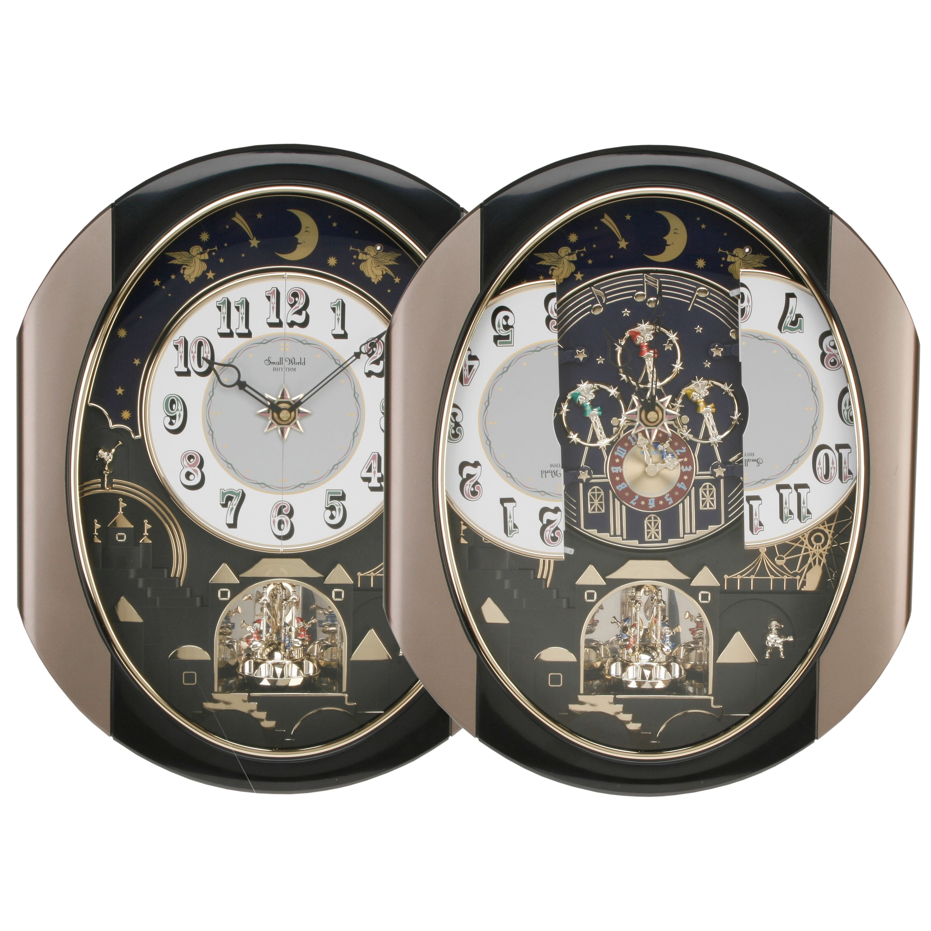 Rhythm Magic Motion Gilt/Wood/Sml World/Open Dial