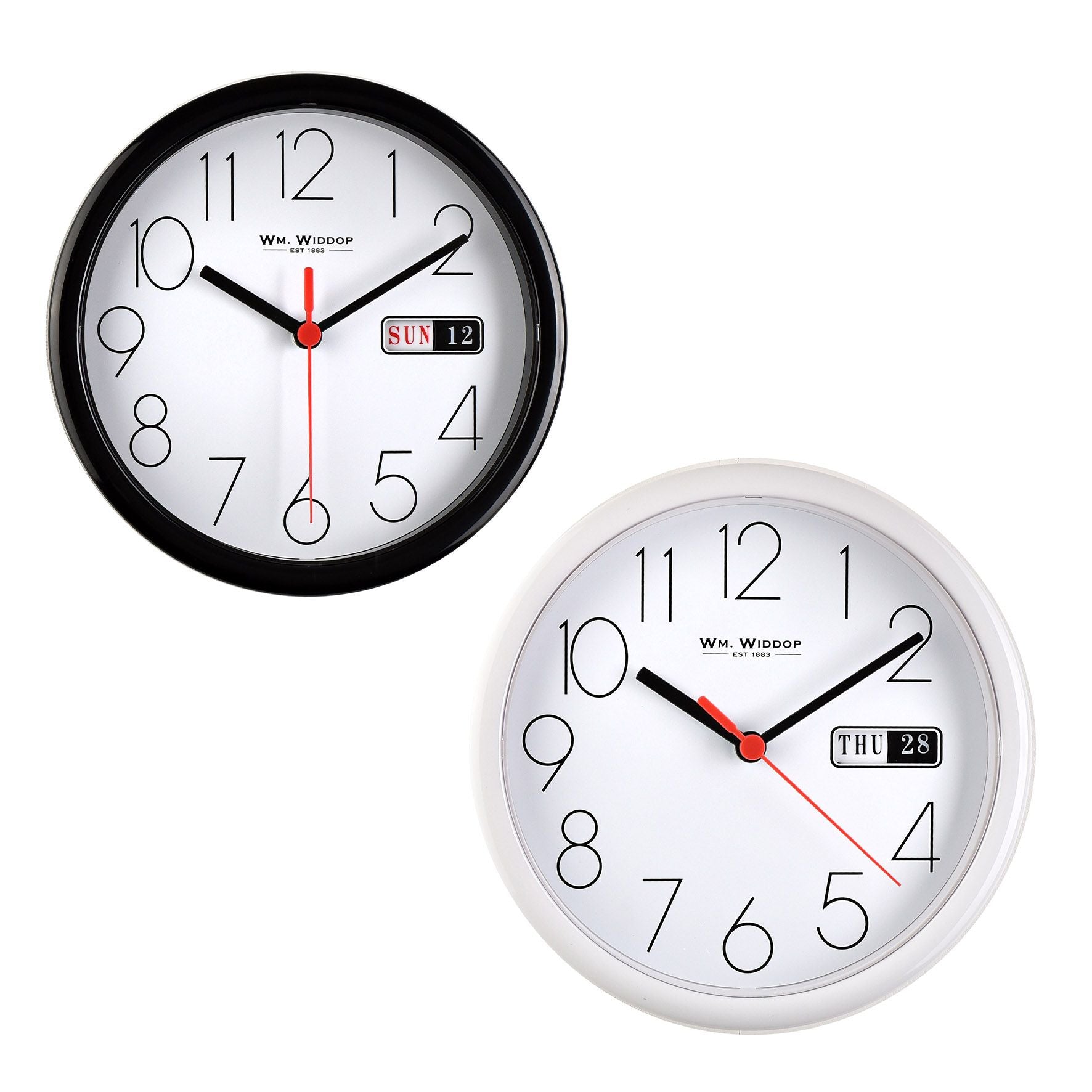 Hometime Day/Date Wall Clk-Black Case White Dial 8.5"Rnd