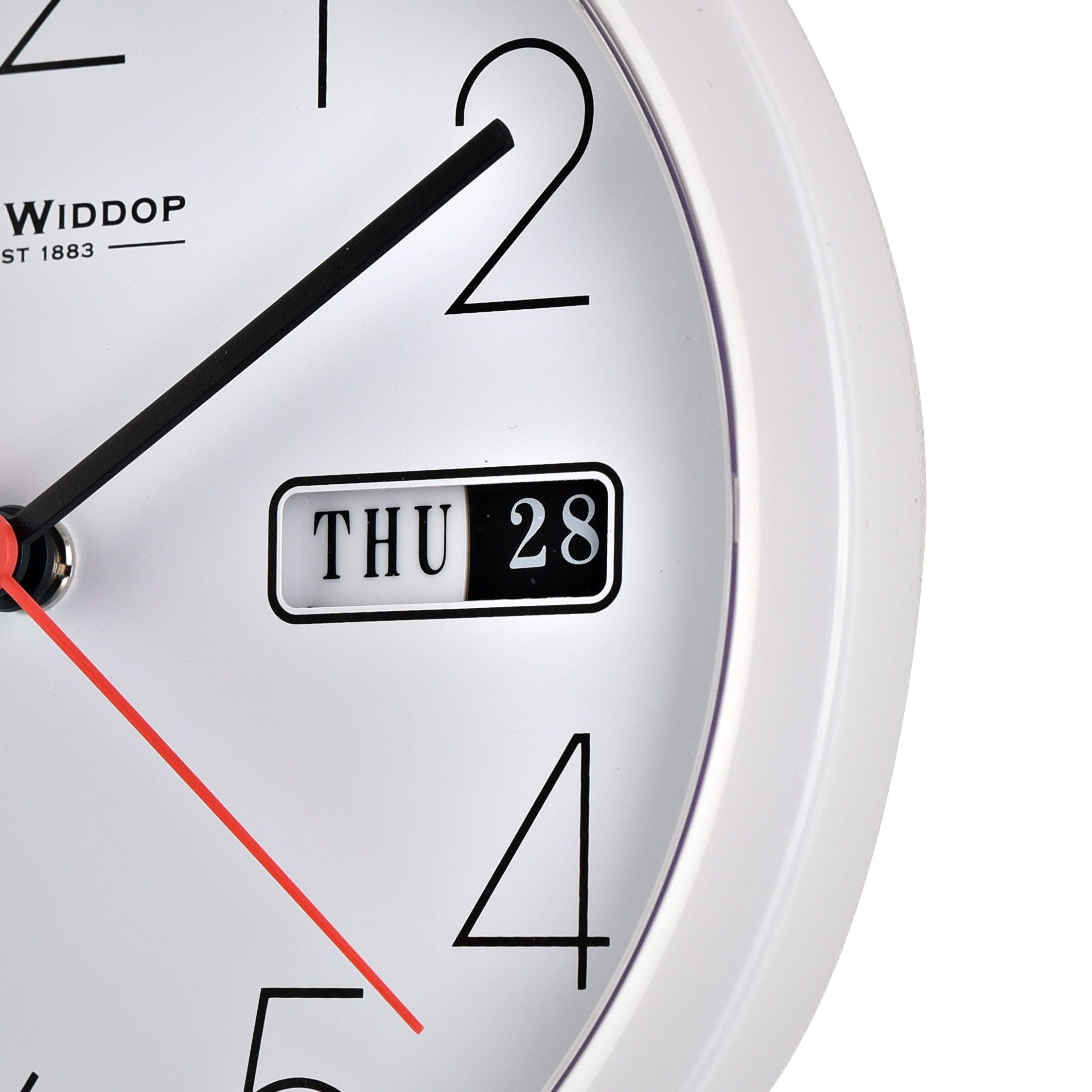 Hometime Day/Date Wall Clk-White Case/White Dial 8.5"Rnd +B