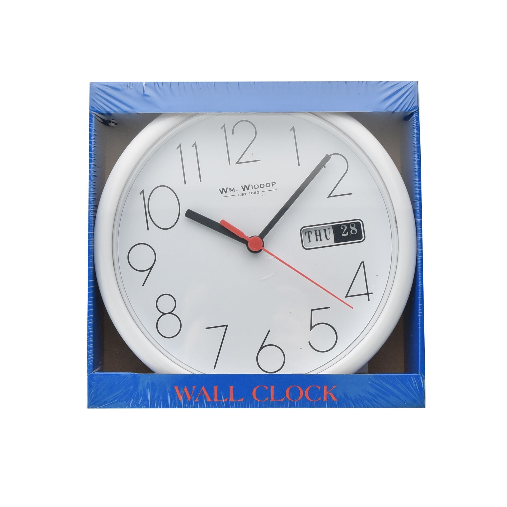 Hometime Day/Date Wall Clk-White Case/White Dial 8.5"Rnd +B