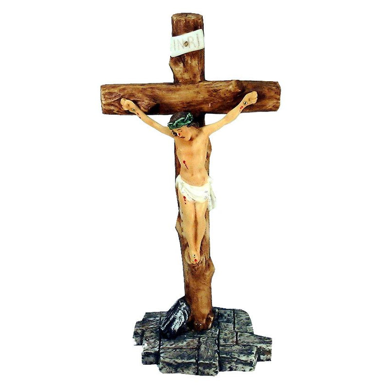 Jesus on Small Cross Standing on Base