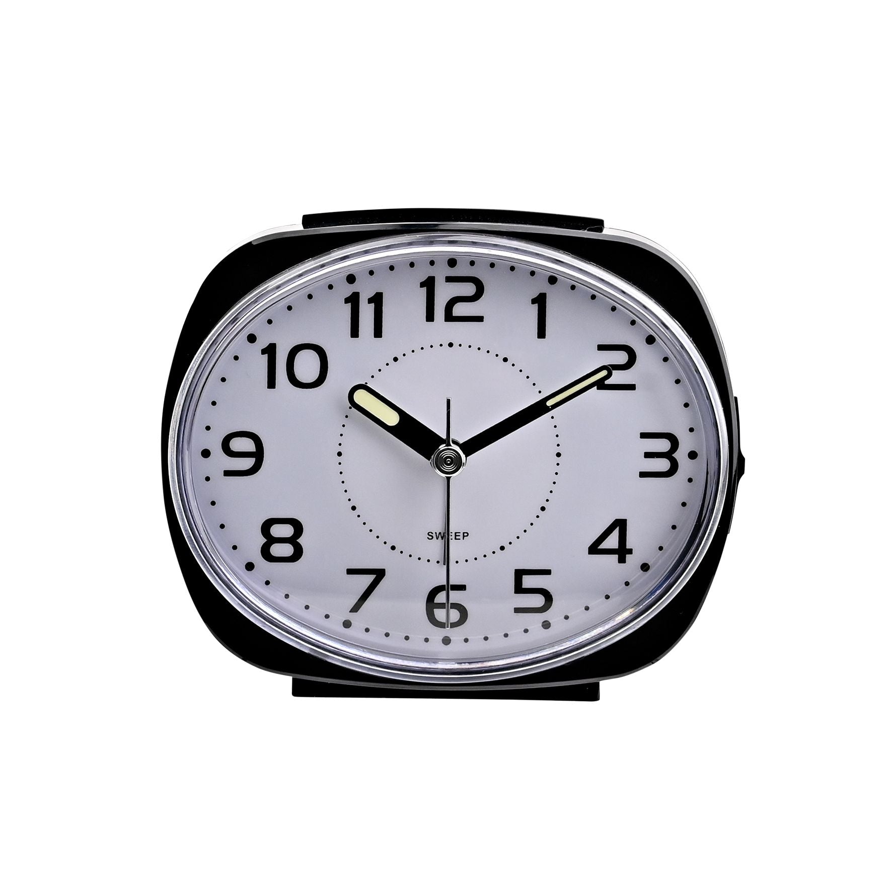 Hometime Alarm Clock Oval with Luminous Hands - Black Case