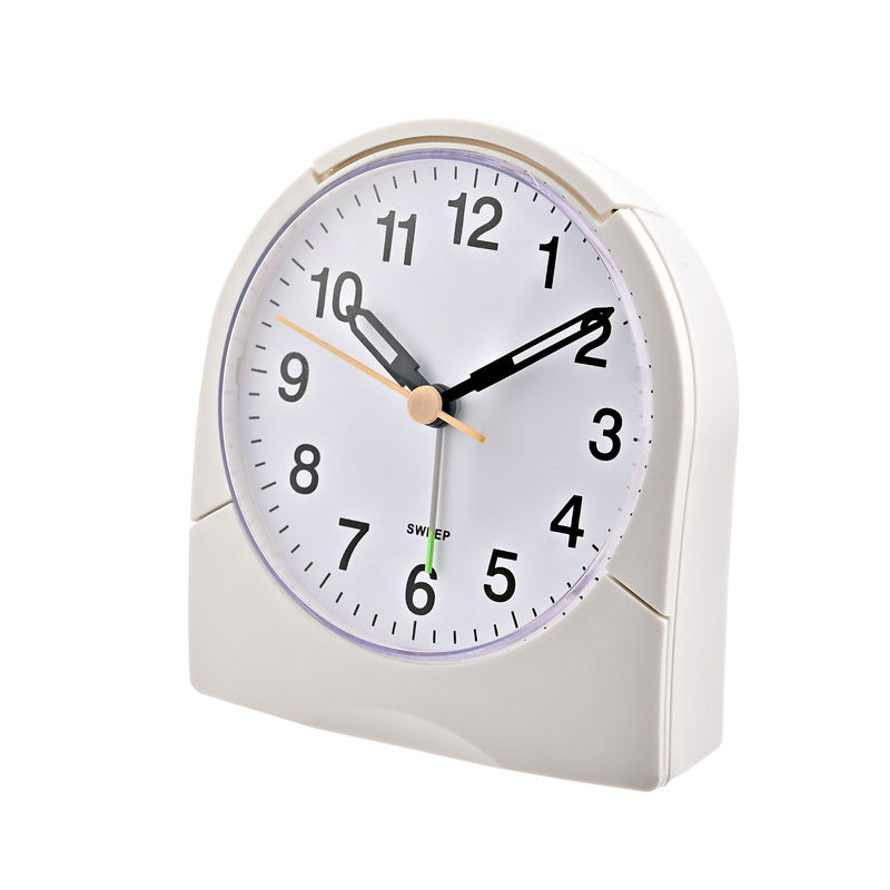 Hometime Alarm Clock Round with Sweeping Second Hand - White