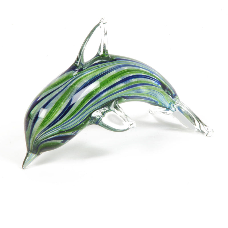 Objets d'art Glass Figurine - Blue & Green Dolphin