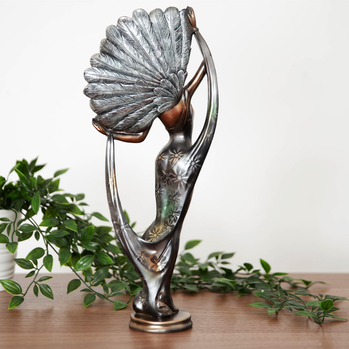 Silhouette Collection Lady Figurine Bronze & Teal 38cm