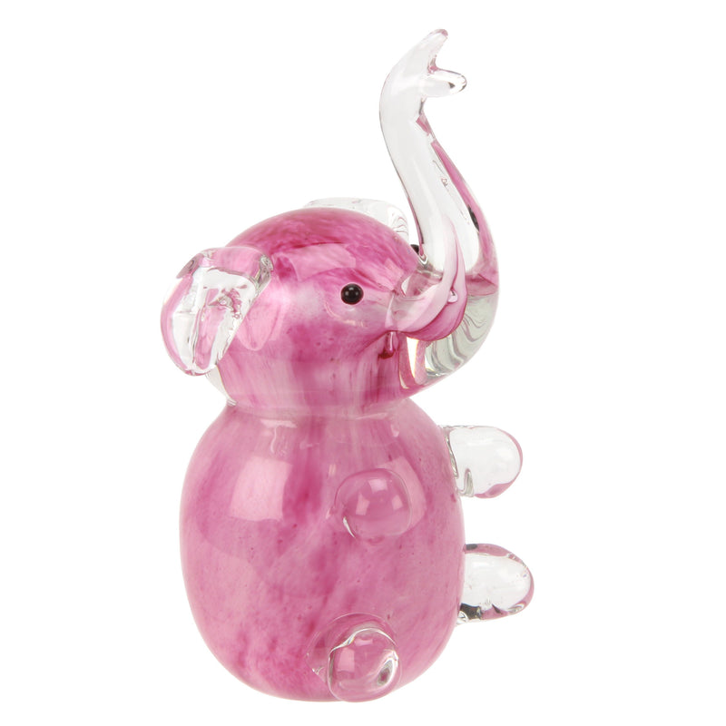 Objets d'art Glass Figurine - Pink Elephant