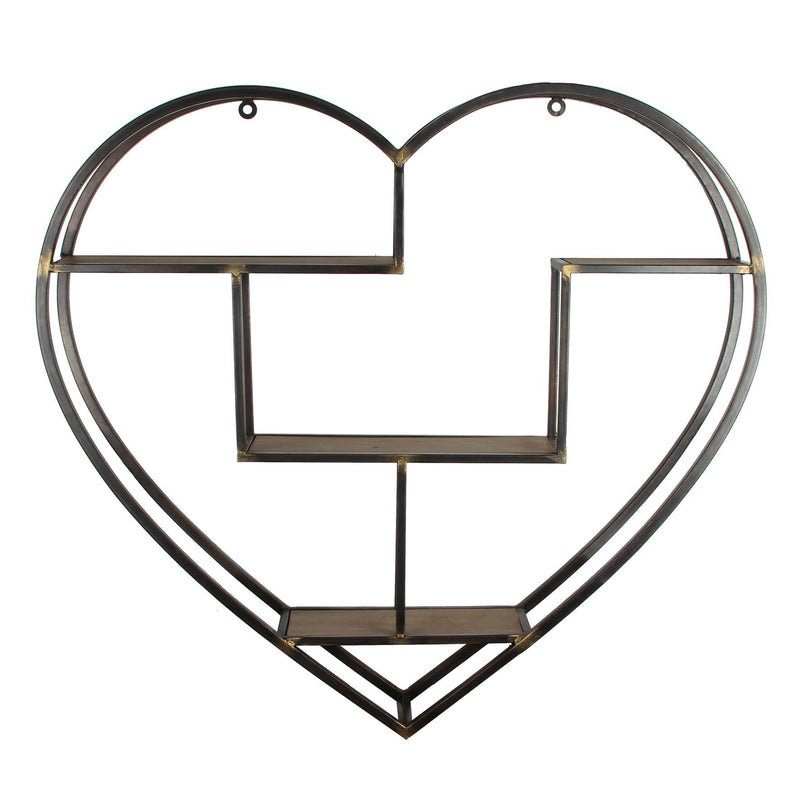 Wood & Metal Heart Shaped Shelf Wall Decoration