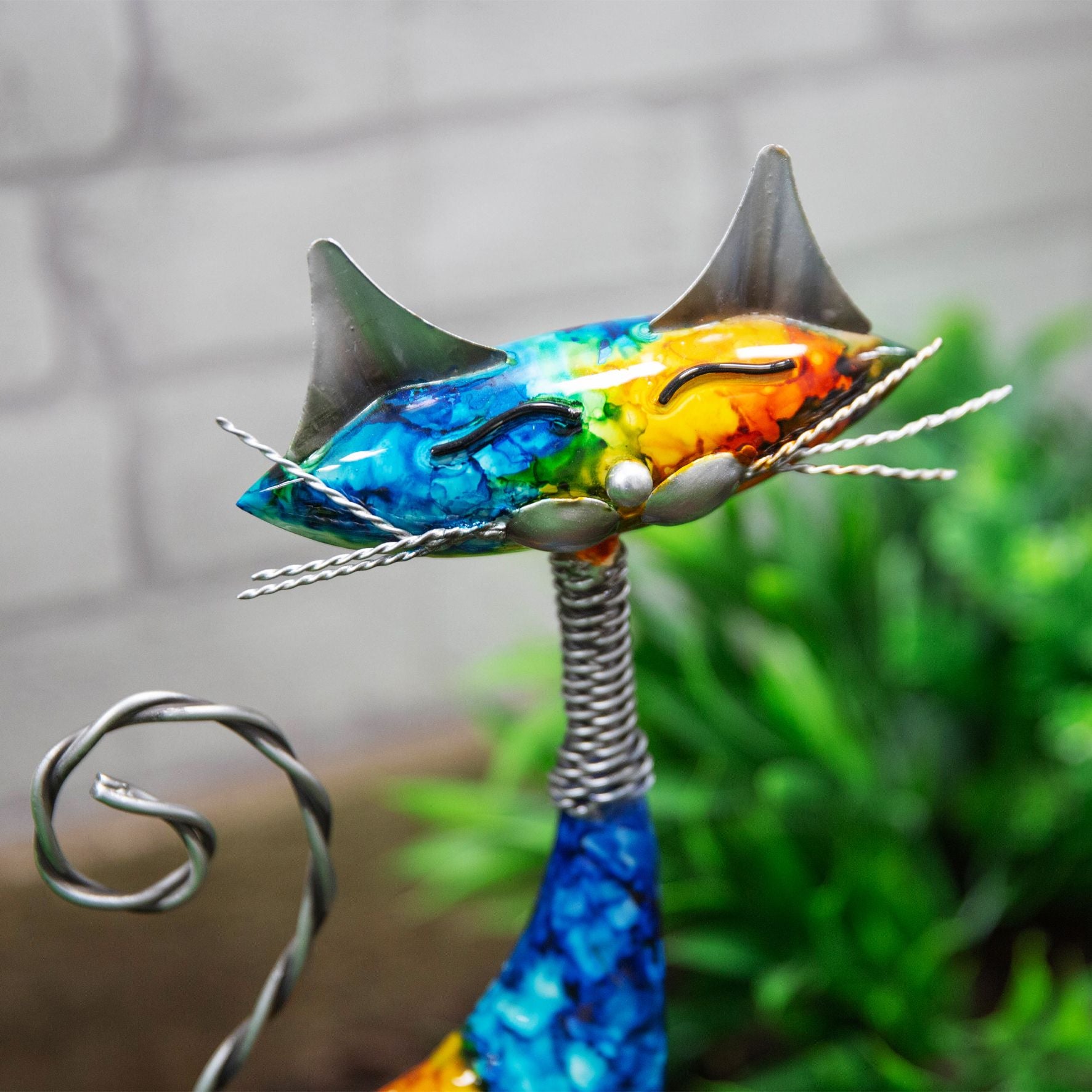 Country Living Hand Painted Metal Standing Cat
