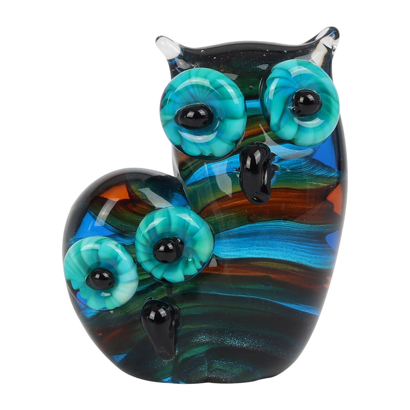 Objets d'Art Glass Figurine - Mother & Baby Owl